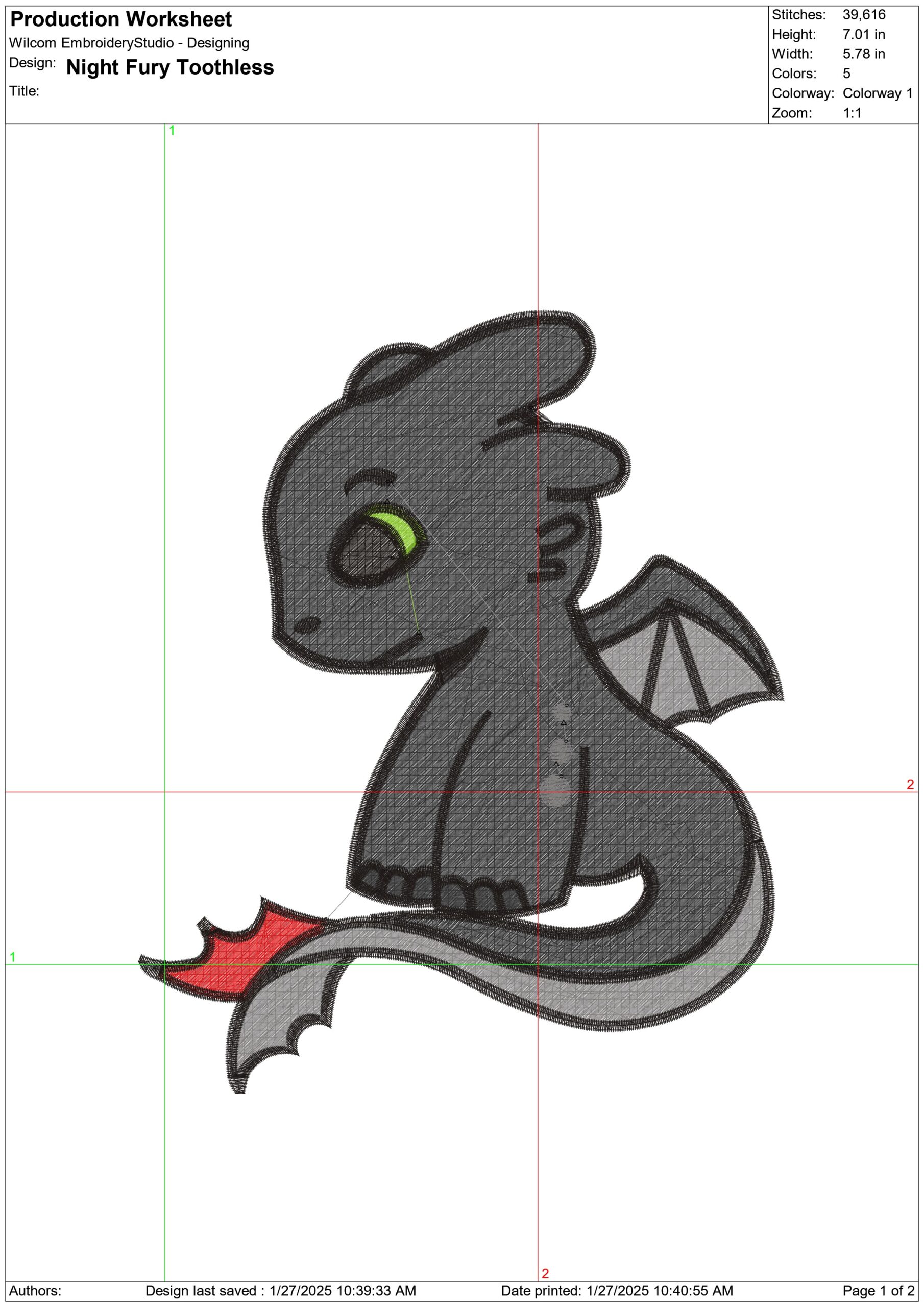 Night Fury - How to train a Dragon - Nike Disney Cartoon embroidery design file - instant download — view 3