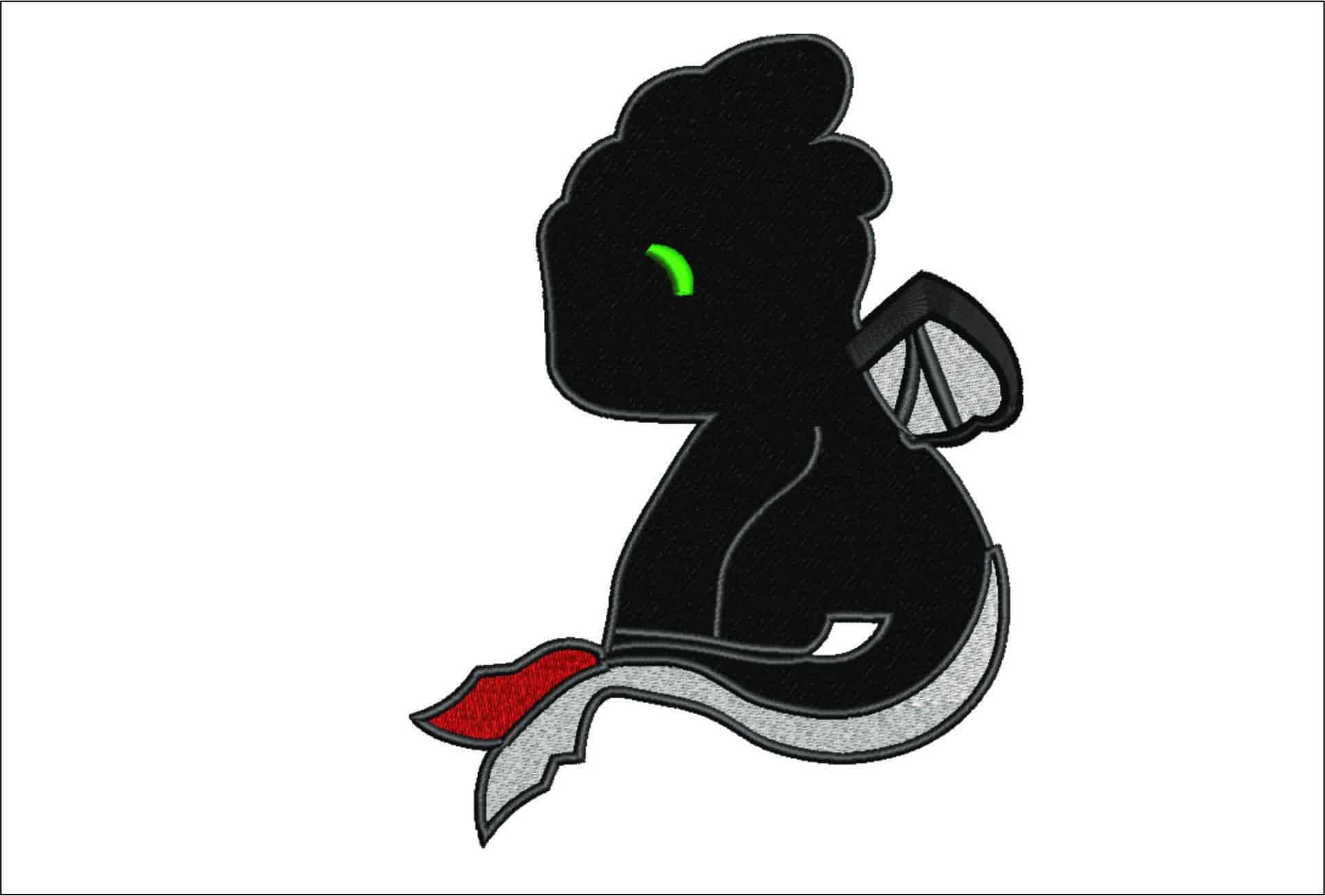 Toothless Night Fury - How to train a Dragon - Nike Disney Cartoon embroidery design file - instant download