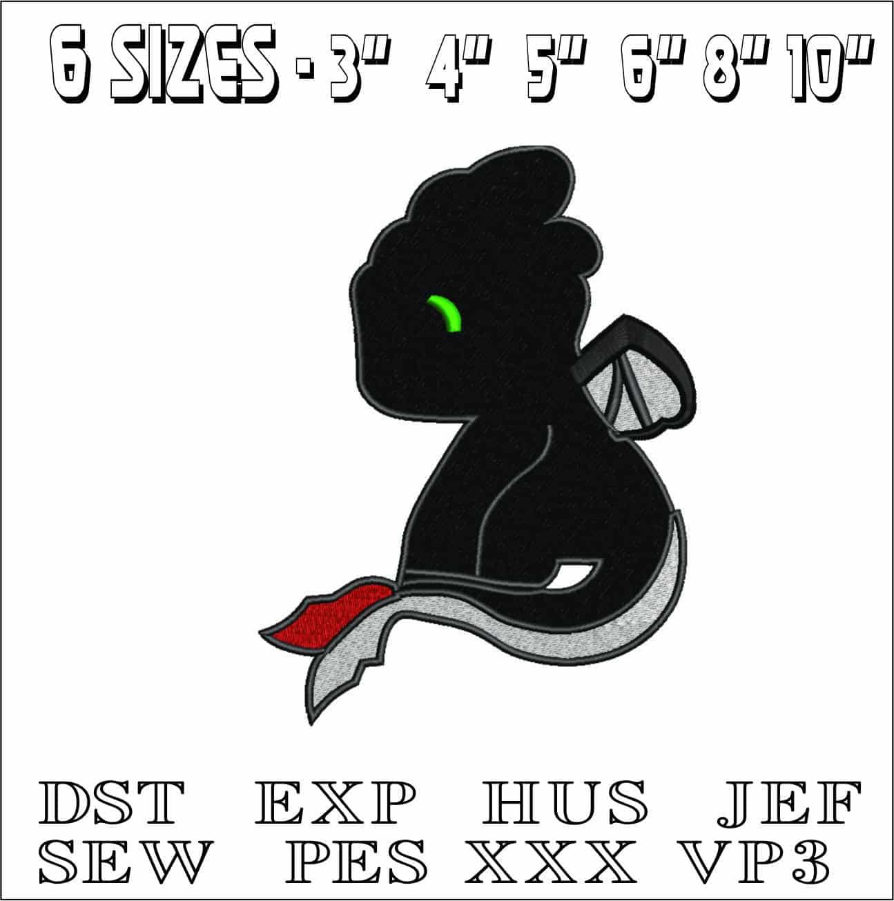 Toothless Night Fury - How to train a Dragon - Nike Disney Cartoon embroidery design file - instant download — view 2