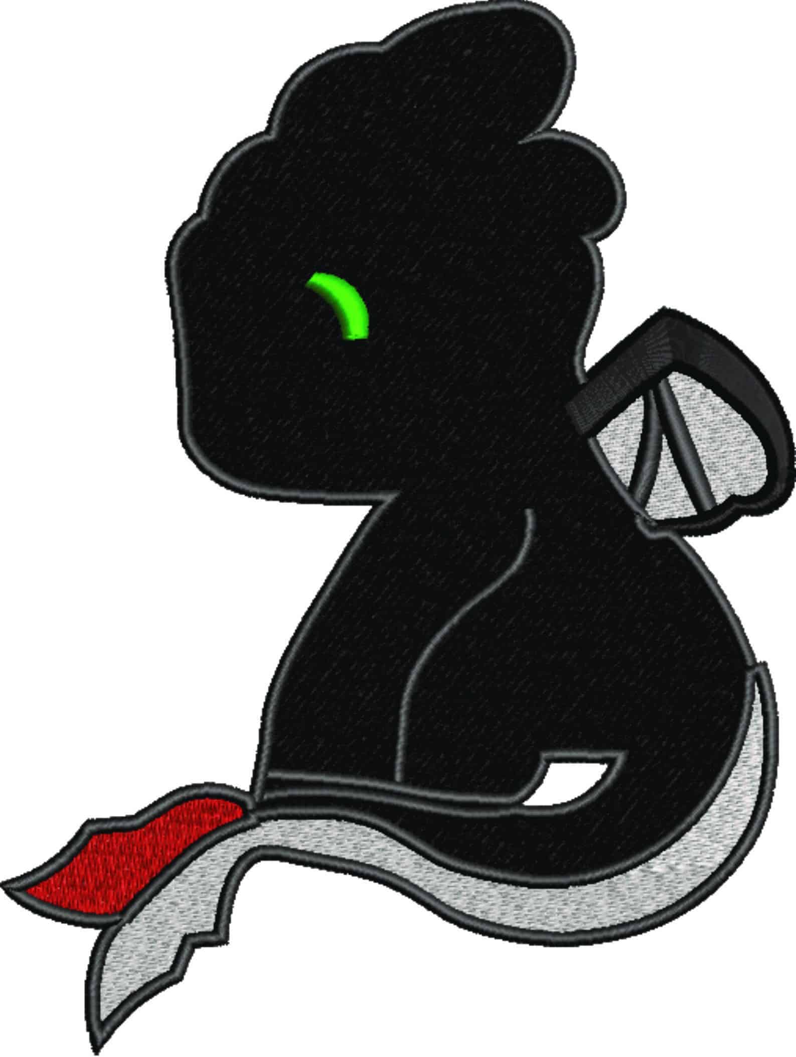 Toothless Night Fury - How to train a Dragon - Nike Disney Cartoon embroidery design file - instant download — view 5