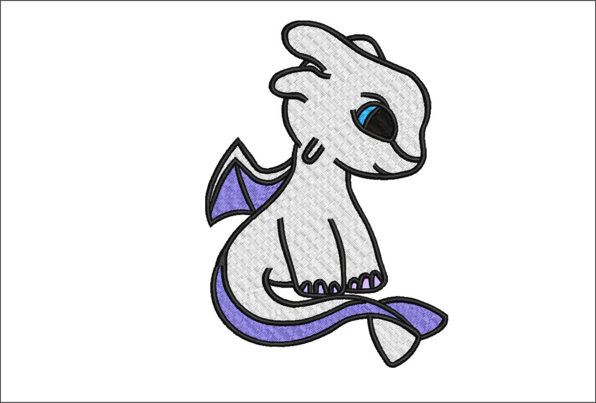 White Light Fury - How to train a Dragon - Nike Disney Cartoon embroidery design file - instant download