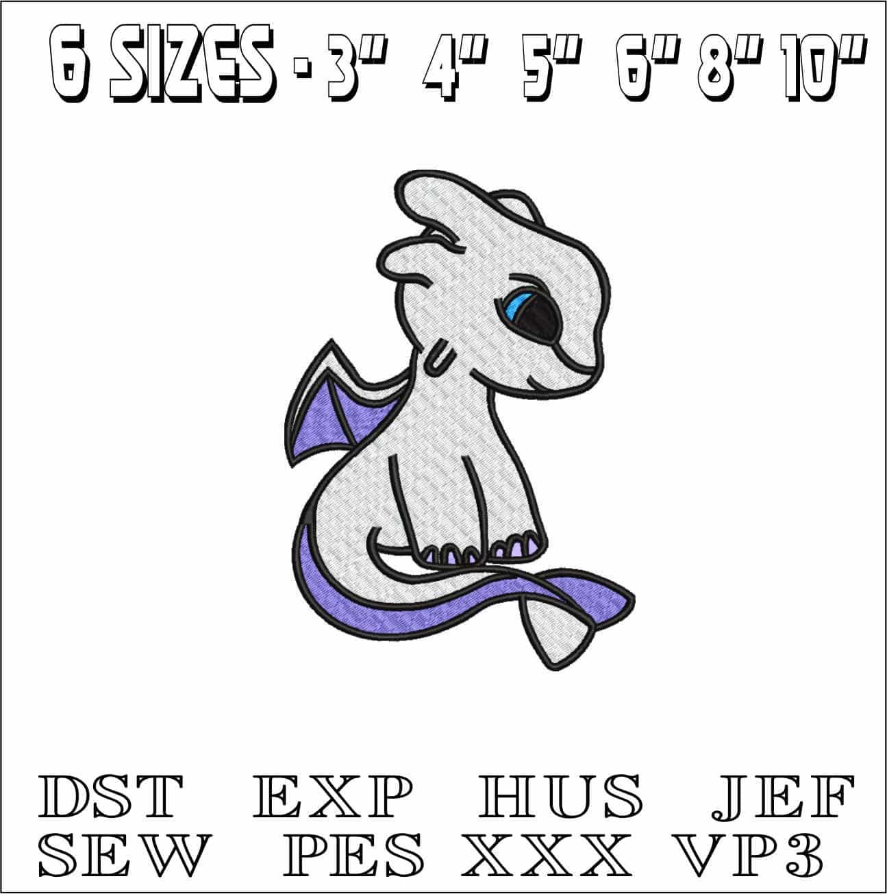 White Light Fury - How to train a Dragon - Nike Disney Cartoon embroidery design file - instant download — view 2