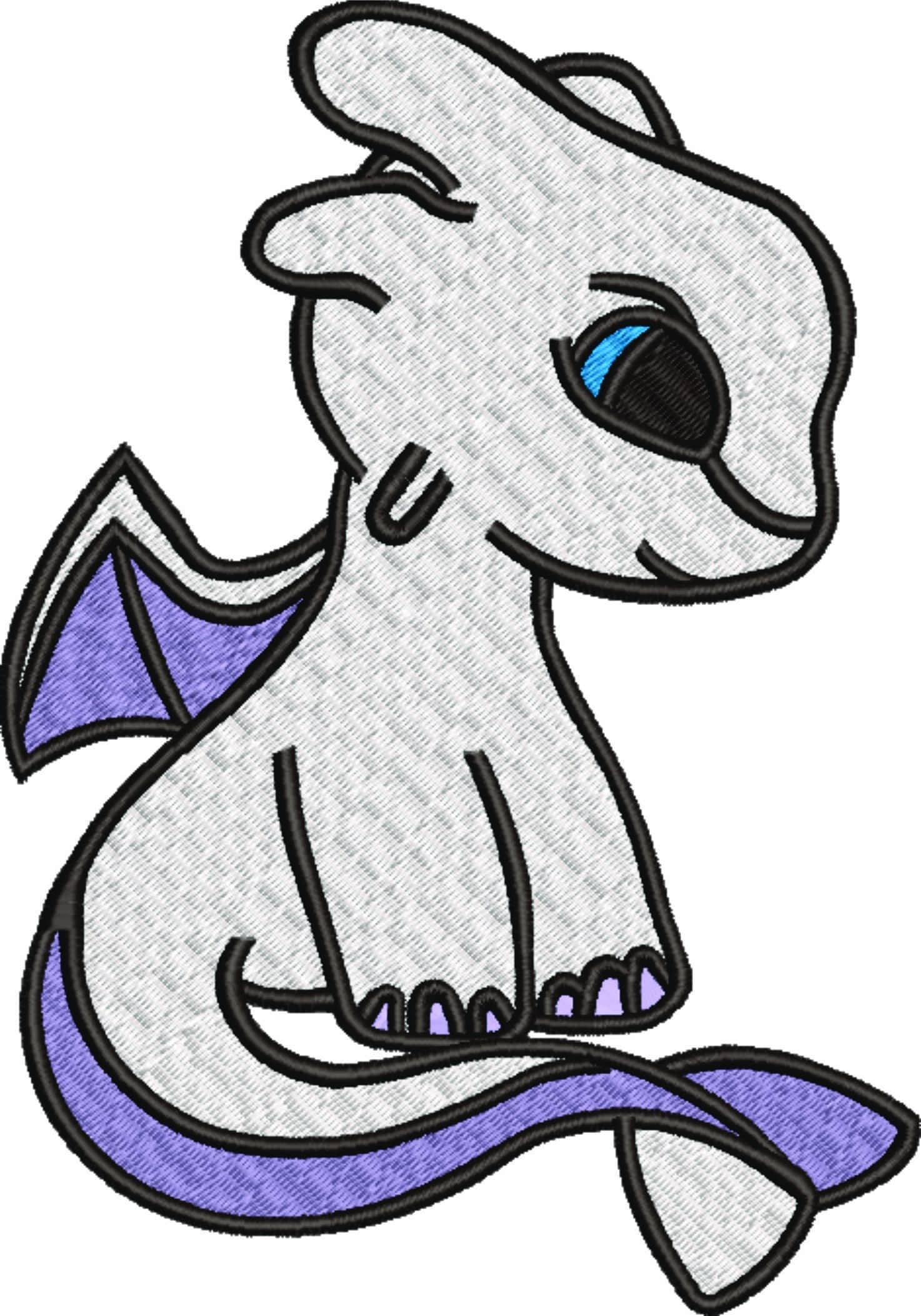 White Light Fury - How to train a Dragon - Nike Disney Cartoon embroidery design file - instant download — view 4