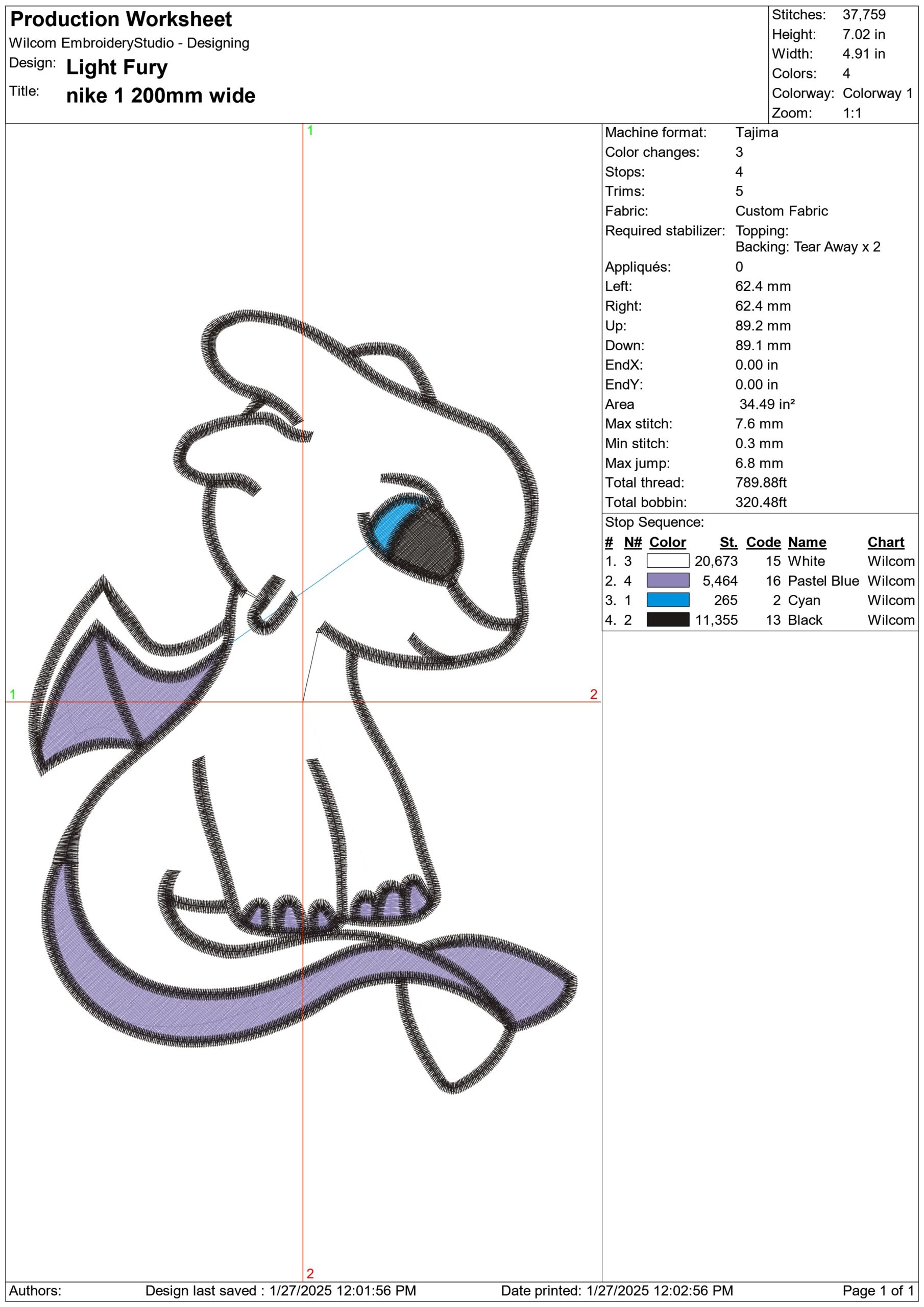 White Light Fury - How to train a Dragon - Nike Disney Cartoon embroidery design file - instant download — view 3