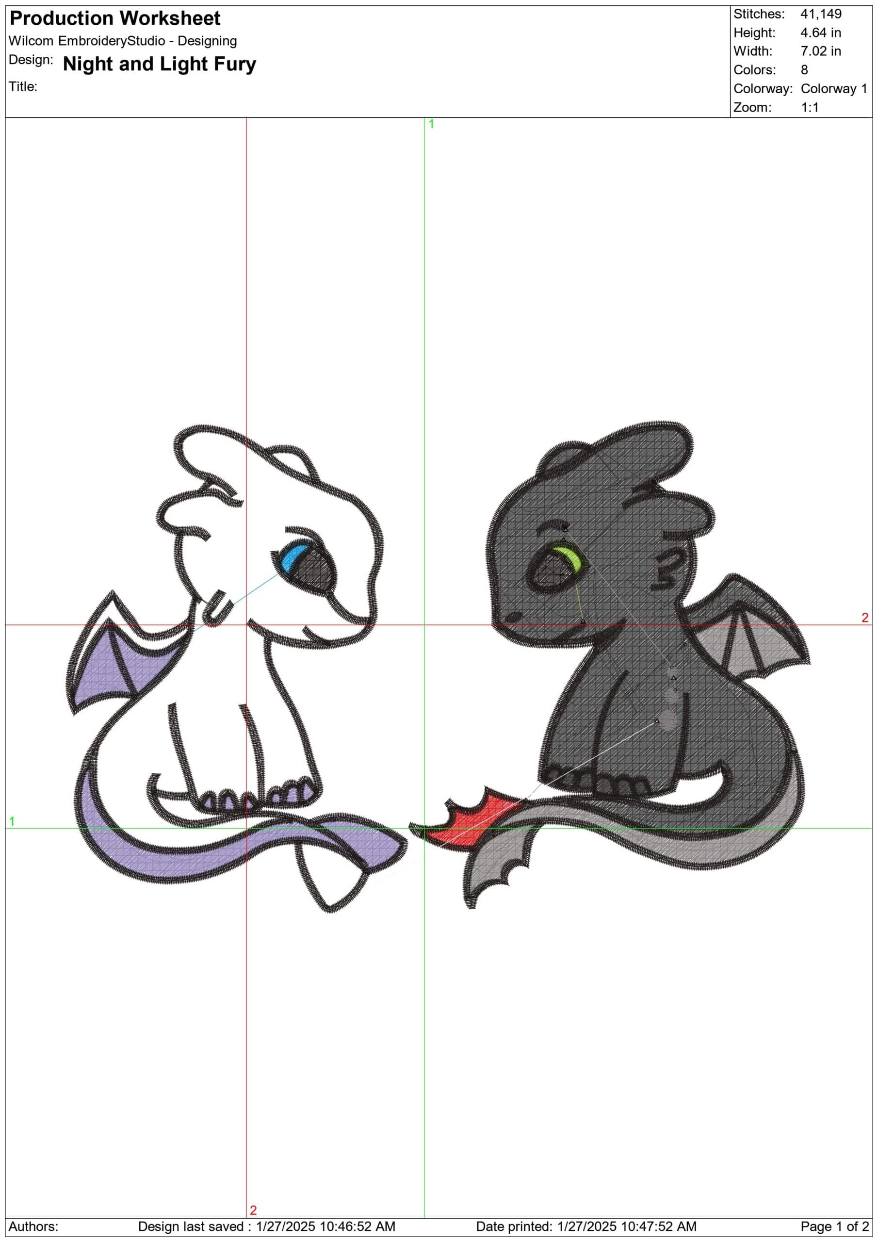 Night and Light Fury Toothless - How to train a Dragon - Nike Disney Cartoon embroidery design file - instant download — view 3