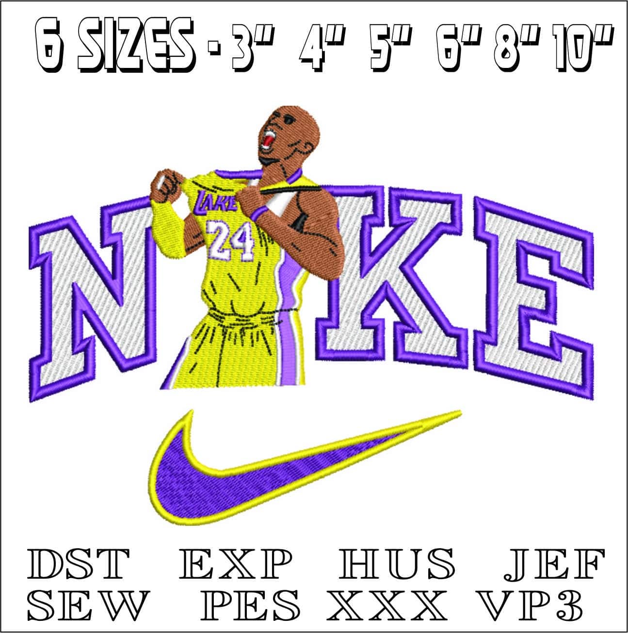 Nike Swoosh Kobe Bryant 24 Lakers NBA Logo  embroidery design - Crypto com  Arena- embroidery machine pattern file - instant download — view 2
