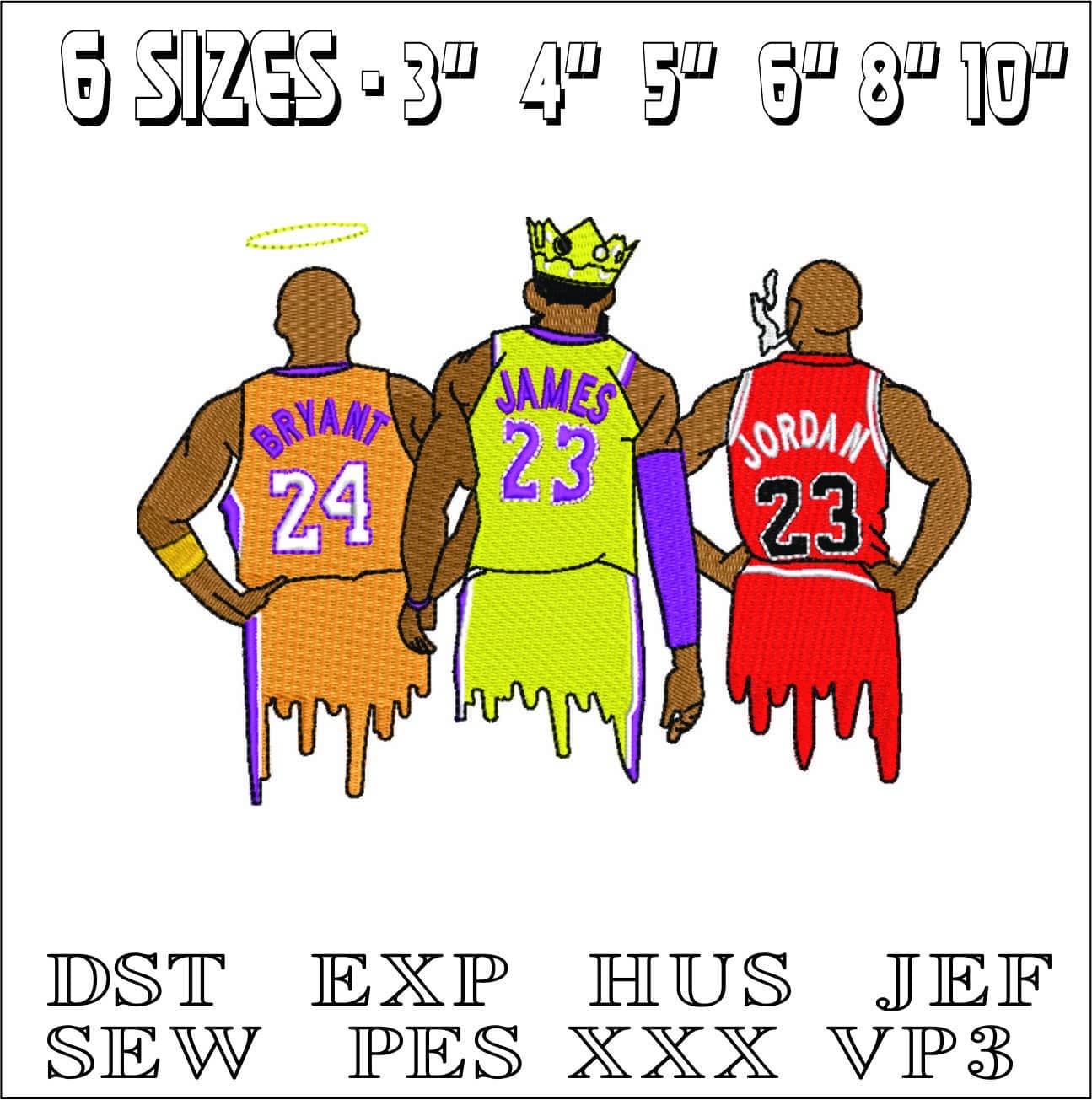 Kobe Bryant  Lebron James and Michael Jordan NBA legends- embroidery machine pattern file - instant download — view 2