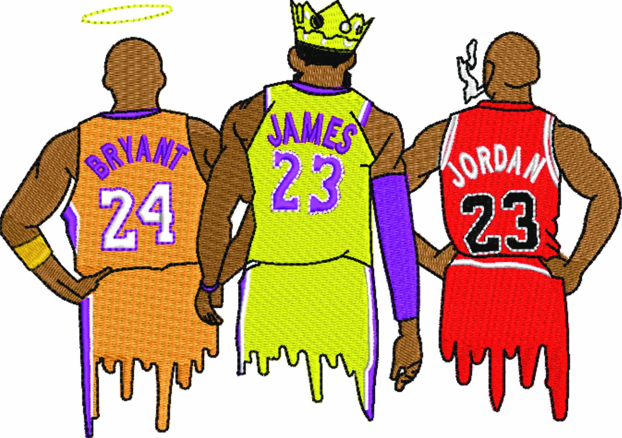 Kobe Bryant  Lebron James and Michael Jordan NBA legends- embroidery machine pattern file - instant download — view 5