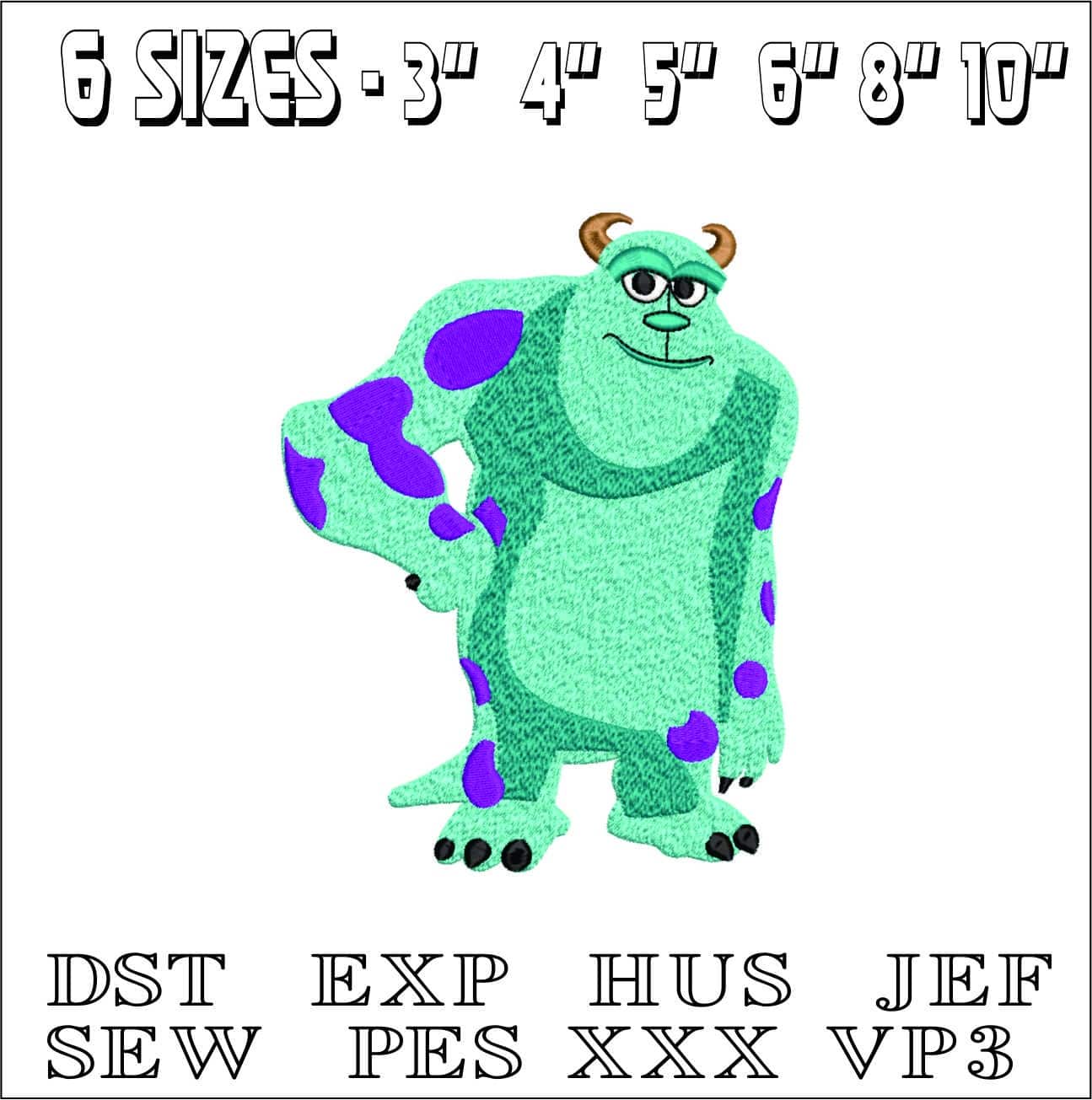 Sully Pose - Monsters Inc. - Nike Disney Cartoon embroidery design file - instant download — view 2