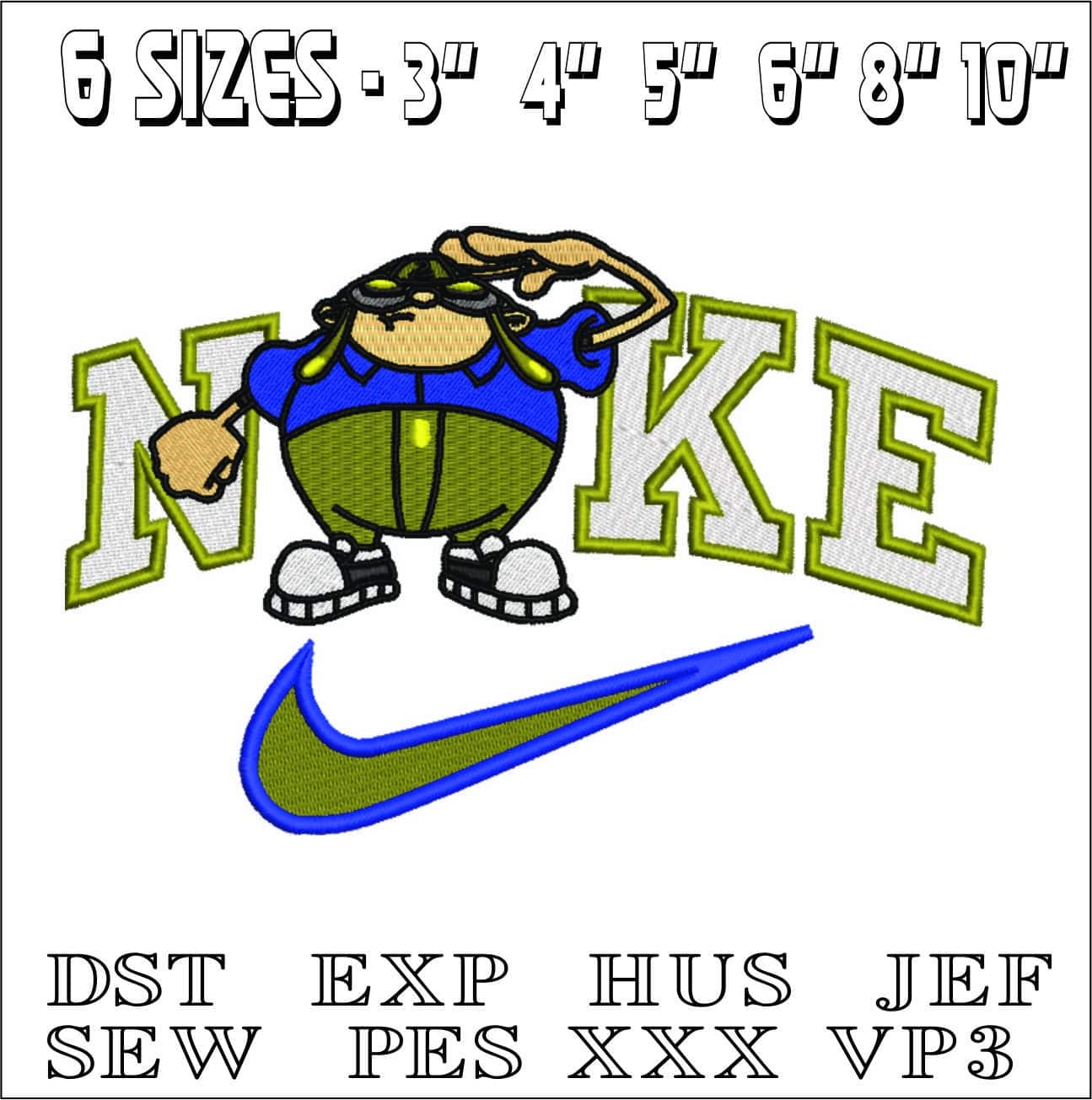 Nike Swoosh Numbuh 2 - Kid Next Door - Nike Cartoon embroidery design file - instant download — view 2