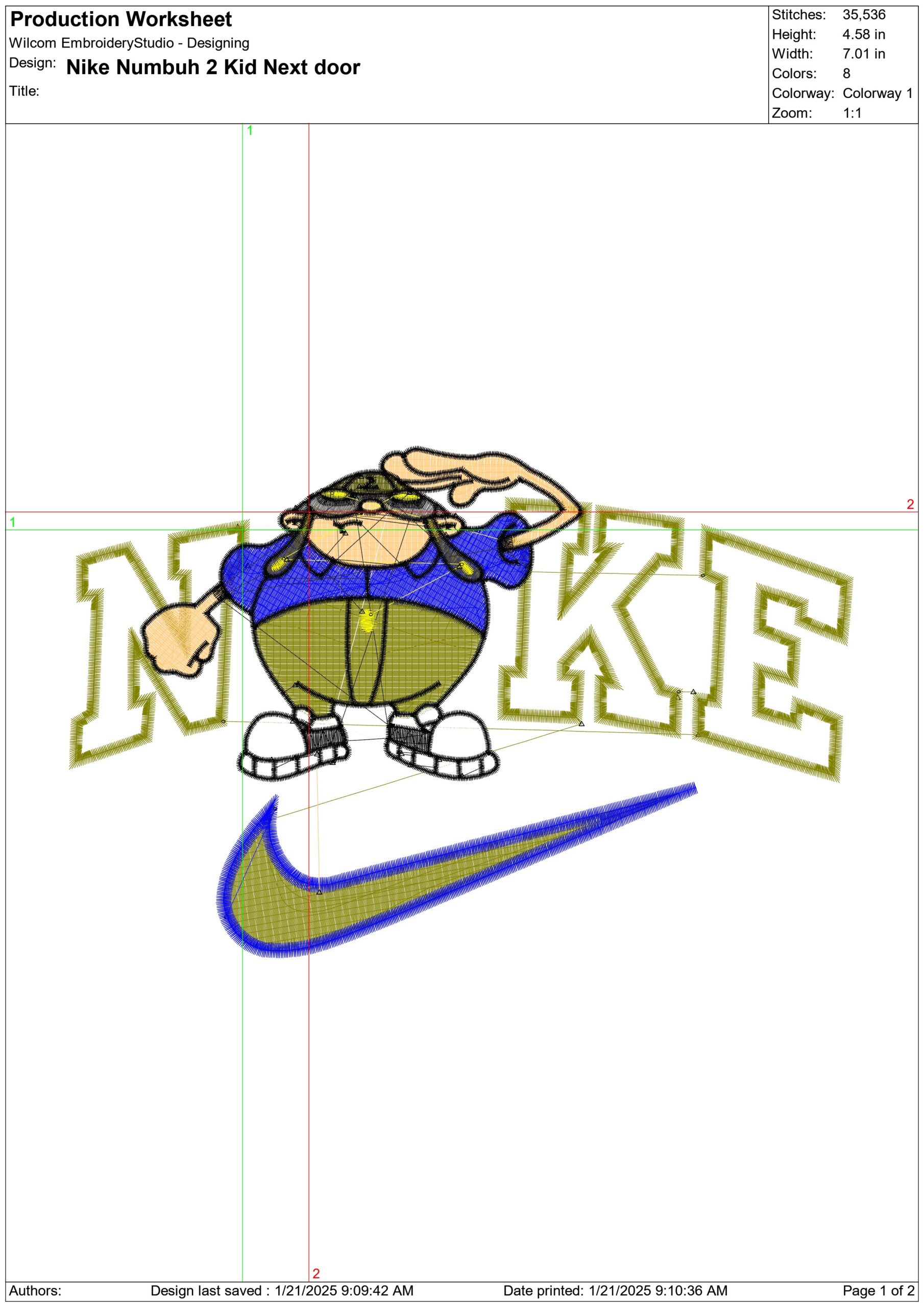 Nike Swoosh Numbuh 2 - Kid Next Door - Nike Cartoon embroidery design file - instant download — view 3