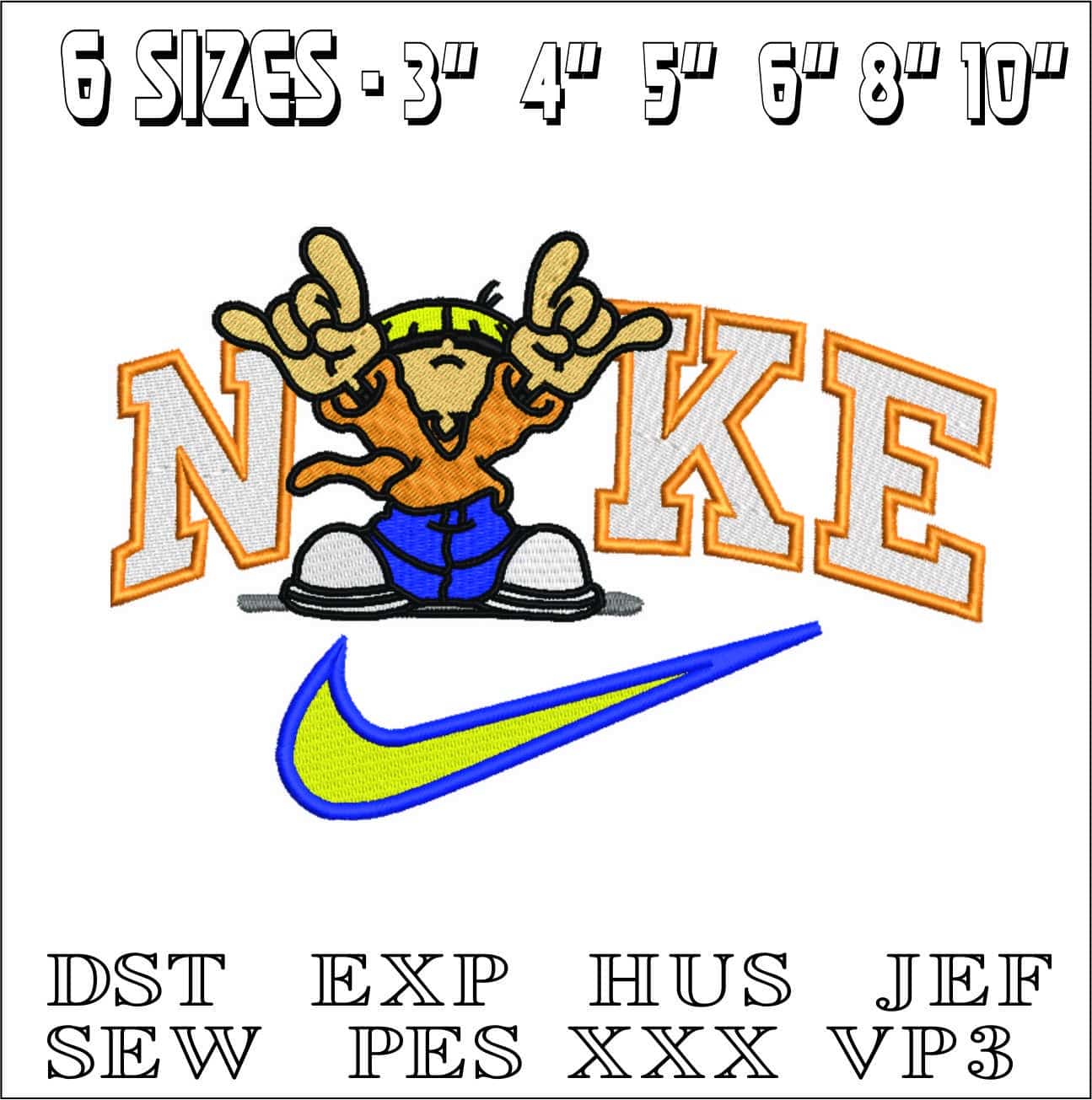 Nike Swoosh Numbuh 4 - Kid Next Door - Nike Cartoon embroidery design file - instant download — view 2