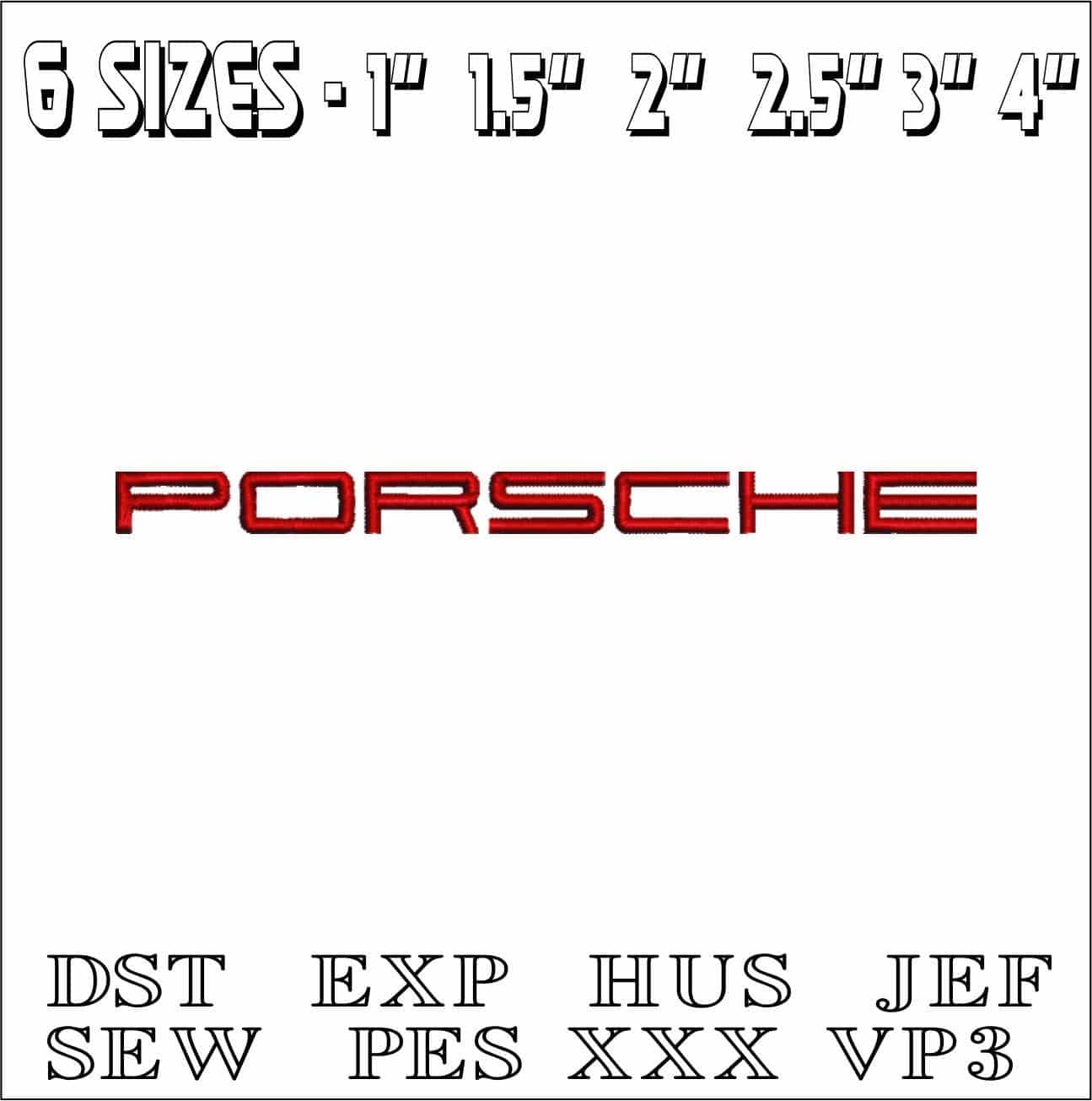 Porsche Font Embroidery Font Set - 1" 1.5" 2" 2.5" 3" and 4" - Machine Embroidery Alphabet Font - instant download — view 2