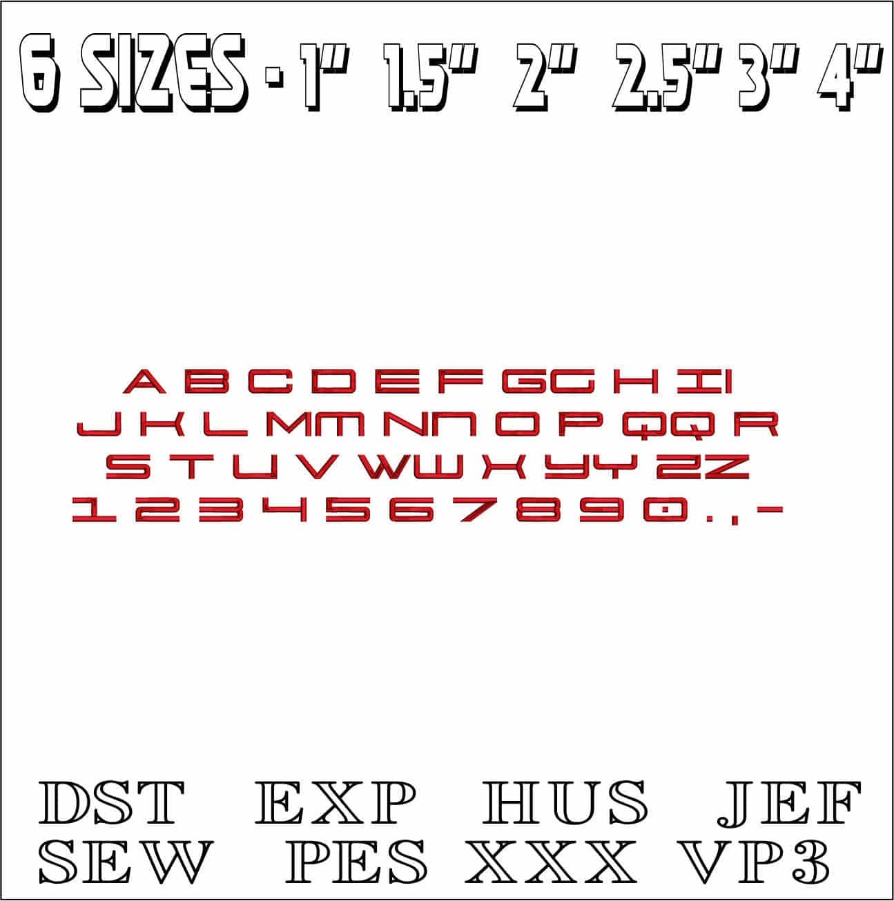 Porsche Font Embroidery Font Set - 1" 1.5" 2" 2.5" 3" and 4" - Machine Embroidery Alphabet Font - instant download — view 3