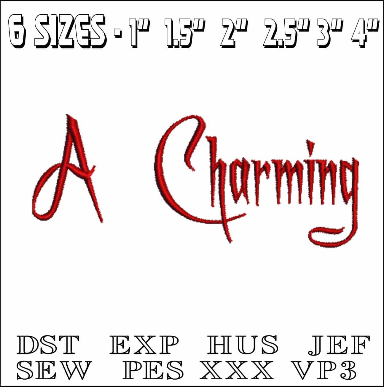 A Charming Font Embroidery Font Set - 1" 1.5" 2" 2.5" 3" and 4" - Machine Embroidery Alphabet Font - instant download — view 2
