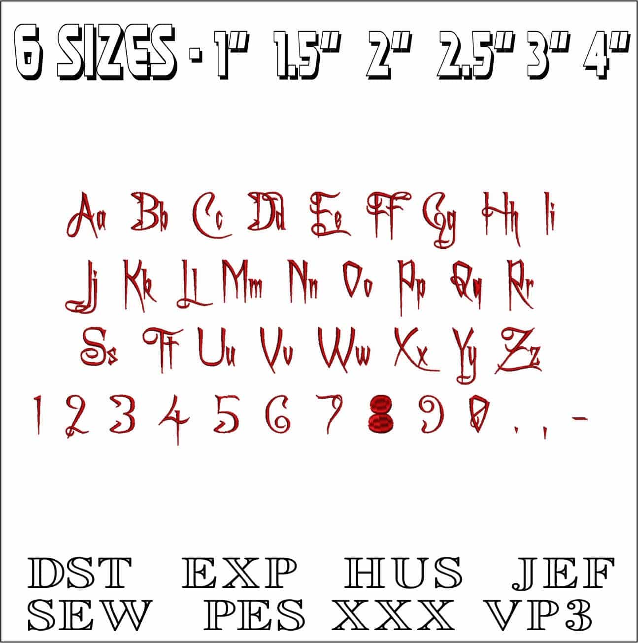 A Charming Font Embroidery Font Set - 1" 1.5" 2" 2.5" 3" and 4" - Machine Embroidery Alphabet Font - instant download — view 3