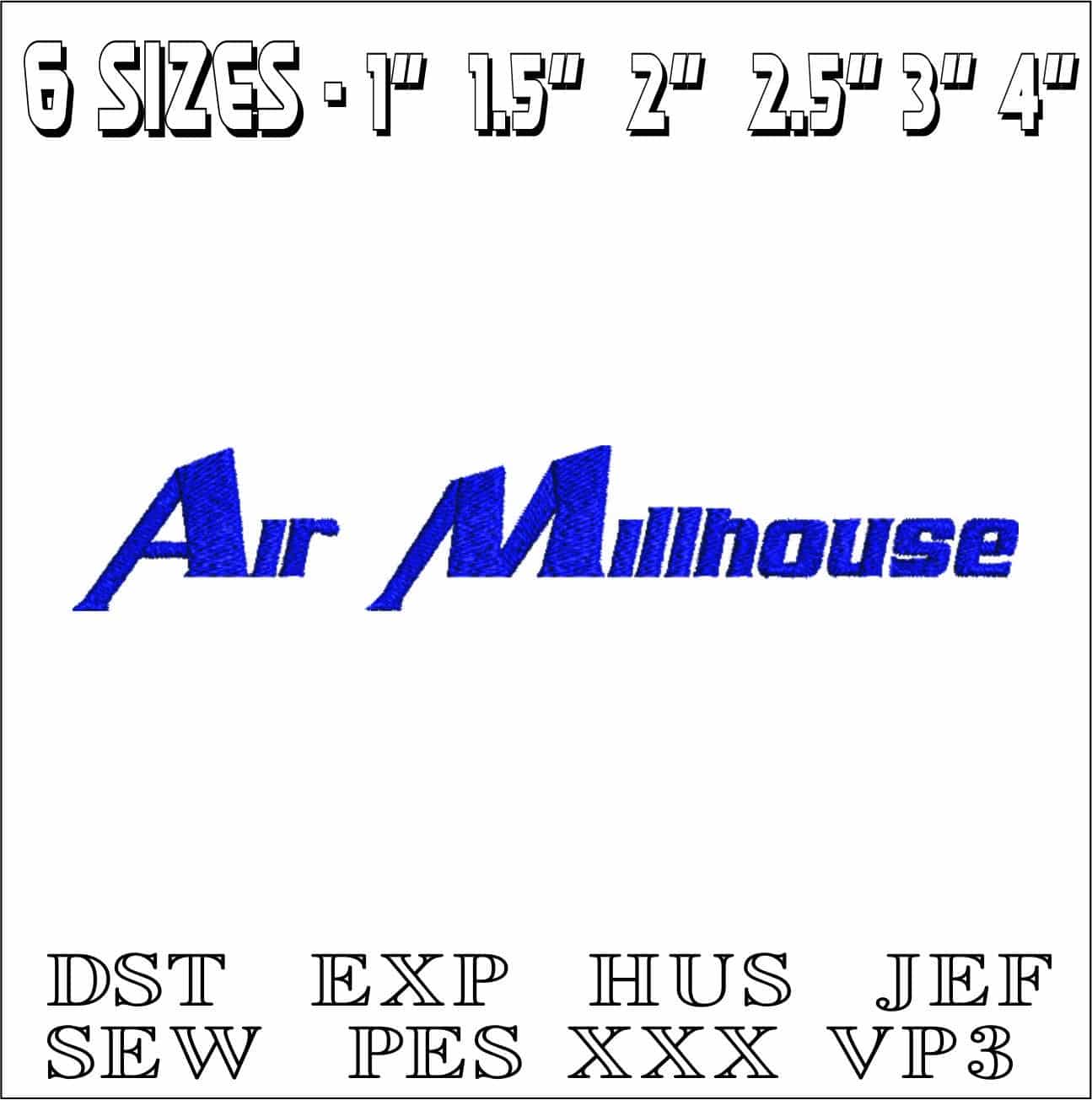 Air Millhouse Font Embroidery Font Set - 1" 1.5" 2" 2.5" 3" and 4" - Machine Embroidery Alphabet Font - instant download — view 2