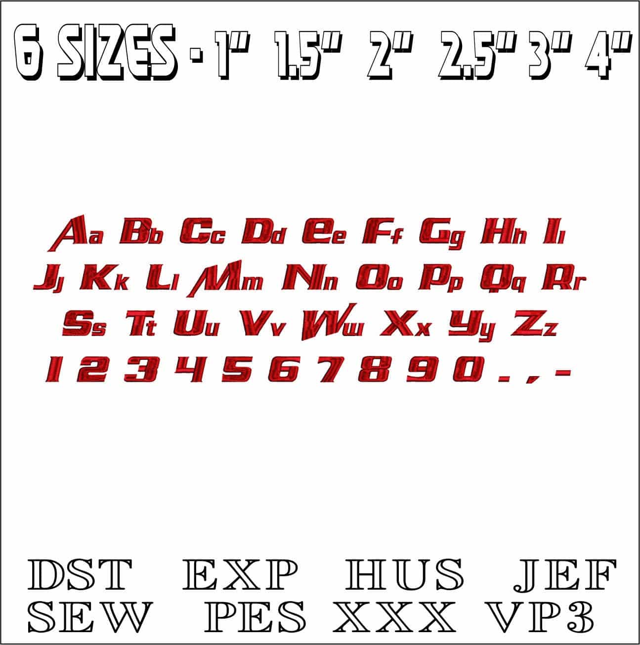 Air Millhouse Font Embroidery Font Set - 1" 1.5" 2" 2.5" 3" and 4" - Machine Embroidery Alphabet Font - instant download — view 3