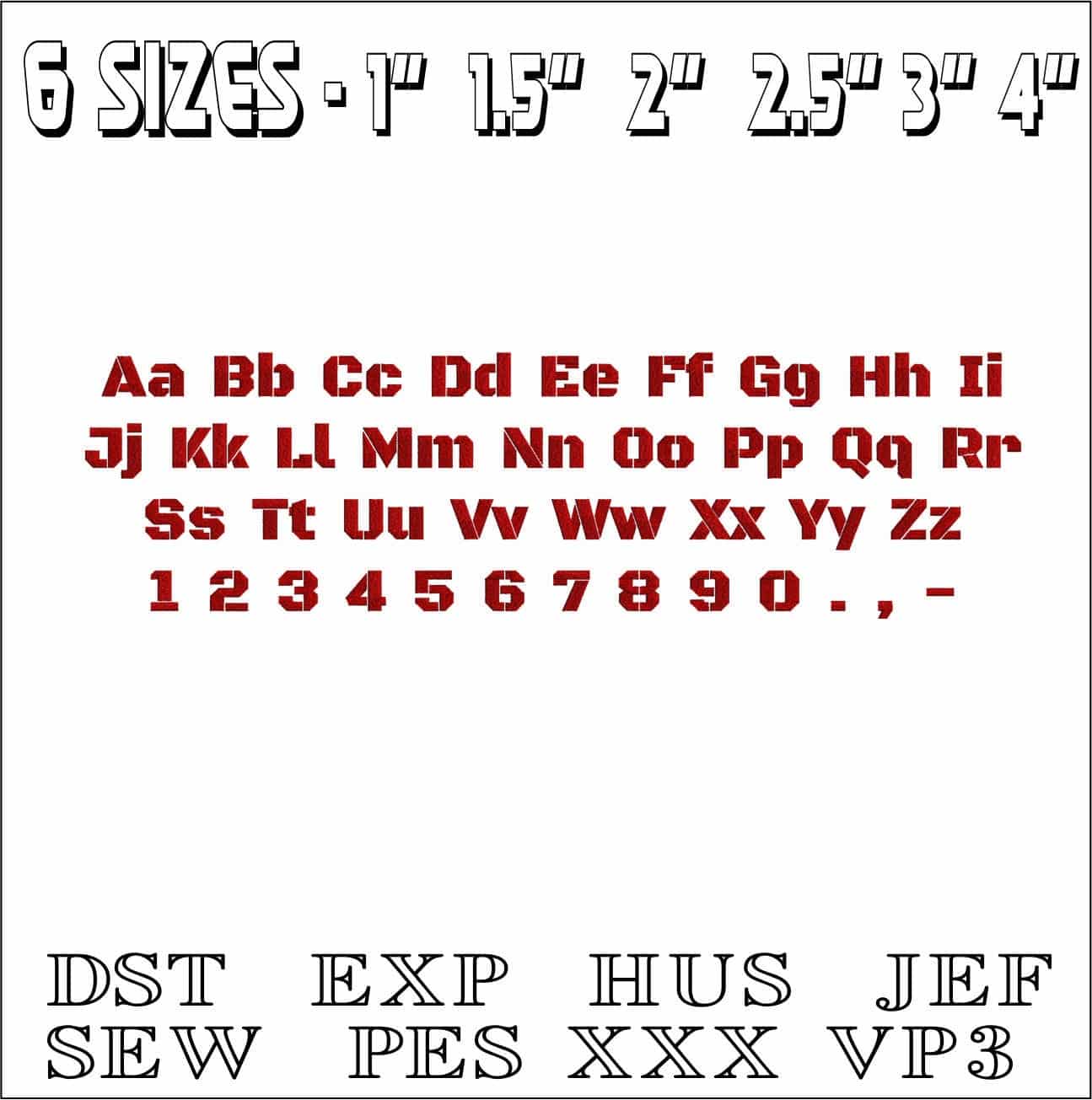 Black Ops Font Embroidery Font Set - 1" 1.5" 2" 2.5" 3" and 4" - Machine Embroidery Alphabet Font - instant download — view 3