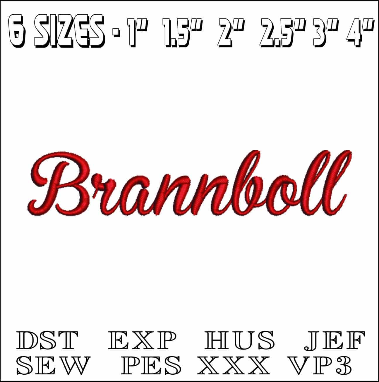 Brannboll Font Embroidery Font Set - 1" 1.5" 2" 2.5" 3" and 4" - Machine Embroidery Alphabet Font - instant download — view 2