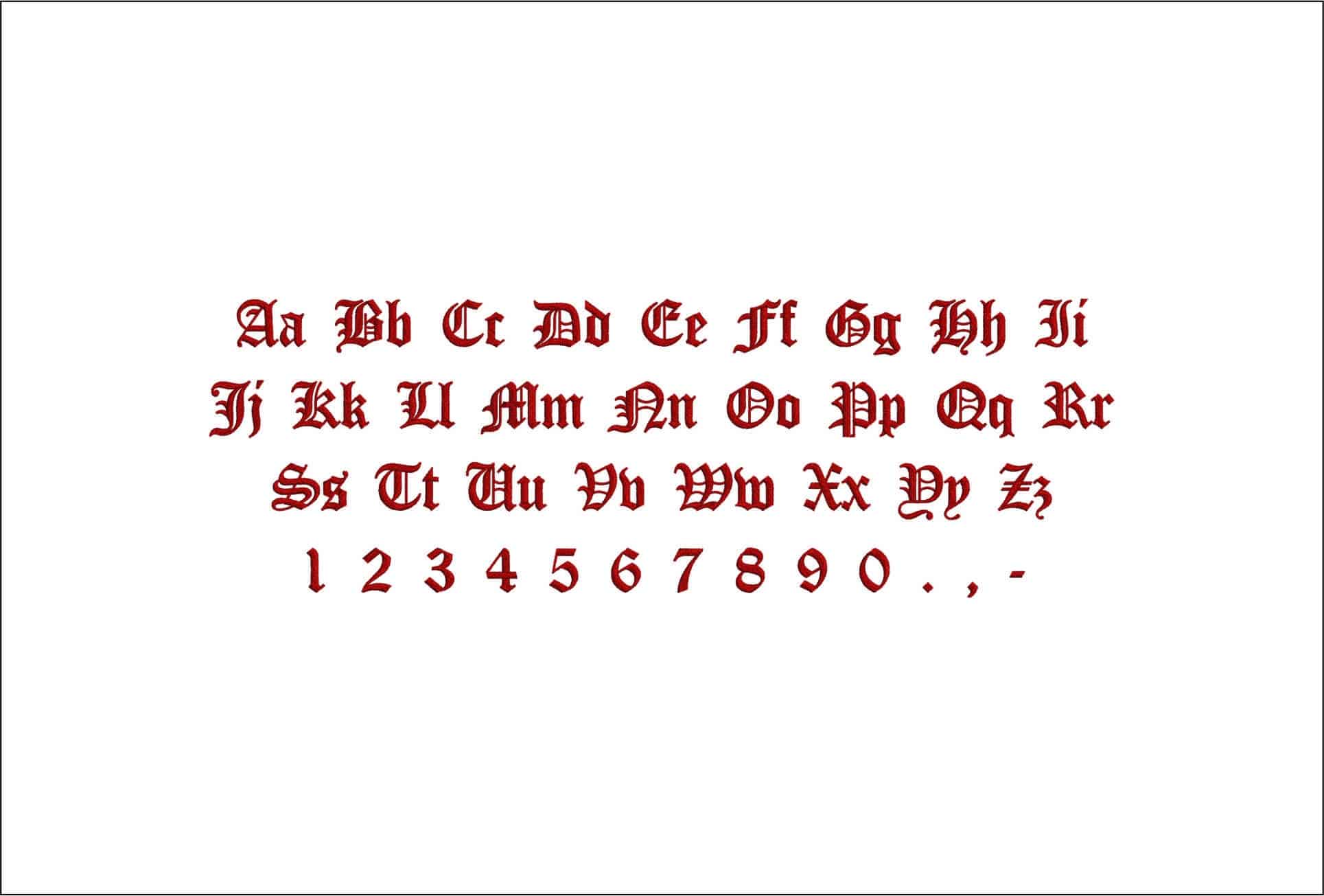 Canterbury Font Embroidery Font Set - 1" 1.5" 2" 2.5" 3" and 4" - Machine Embroidery Alphabet Font - instant download — view 4