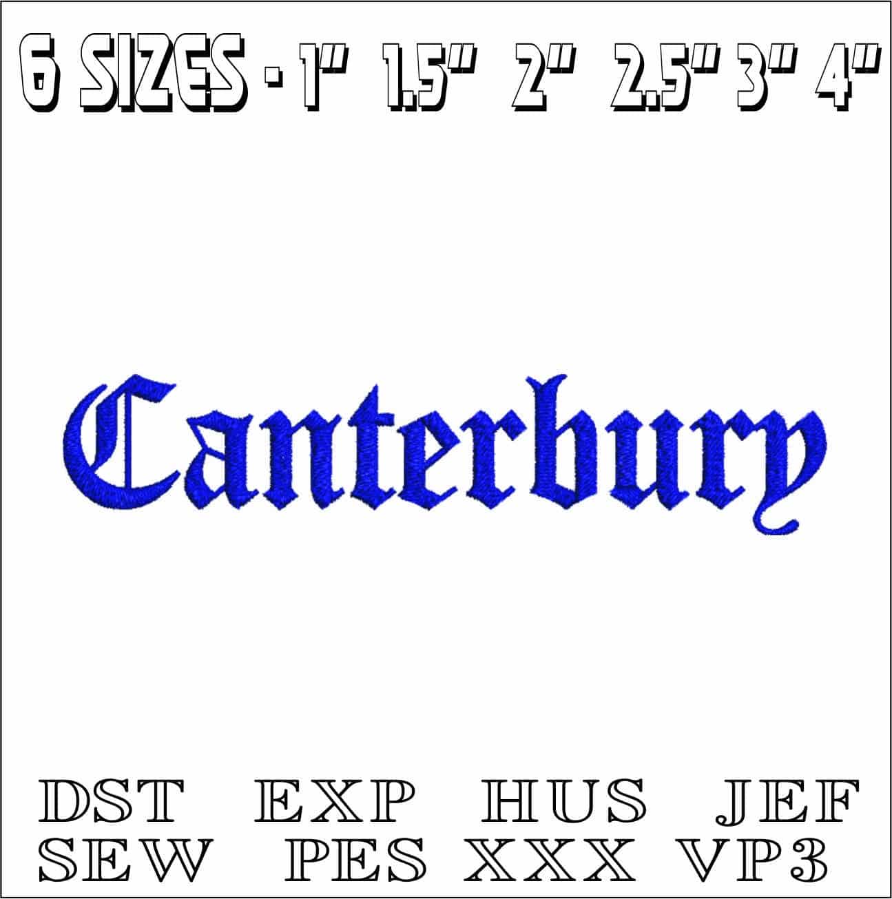 Canterbury Font Embroidery Font Set - 1" 1.5" 2" 2.5" 3" and 4" - Machine Embroidery Alphabet Font - instant download — view 2