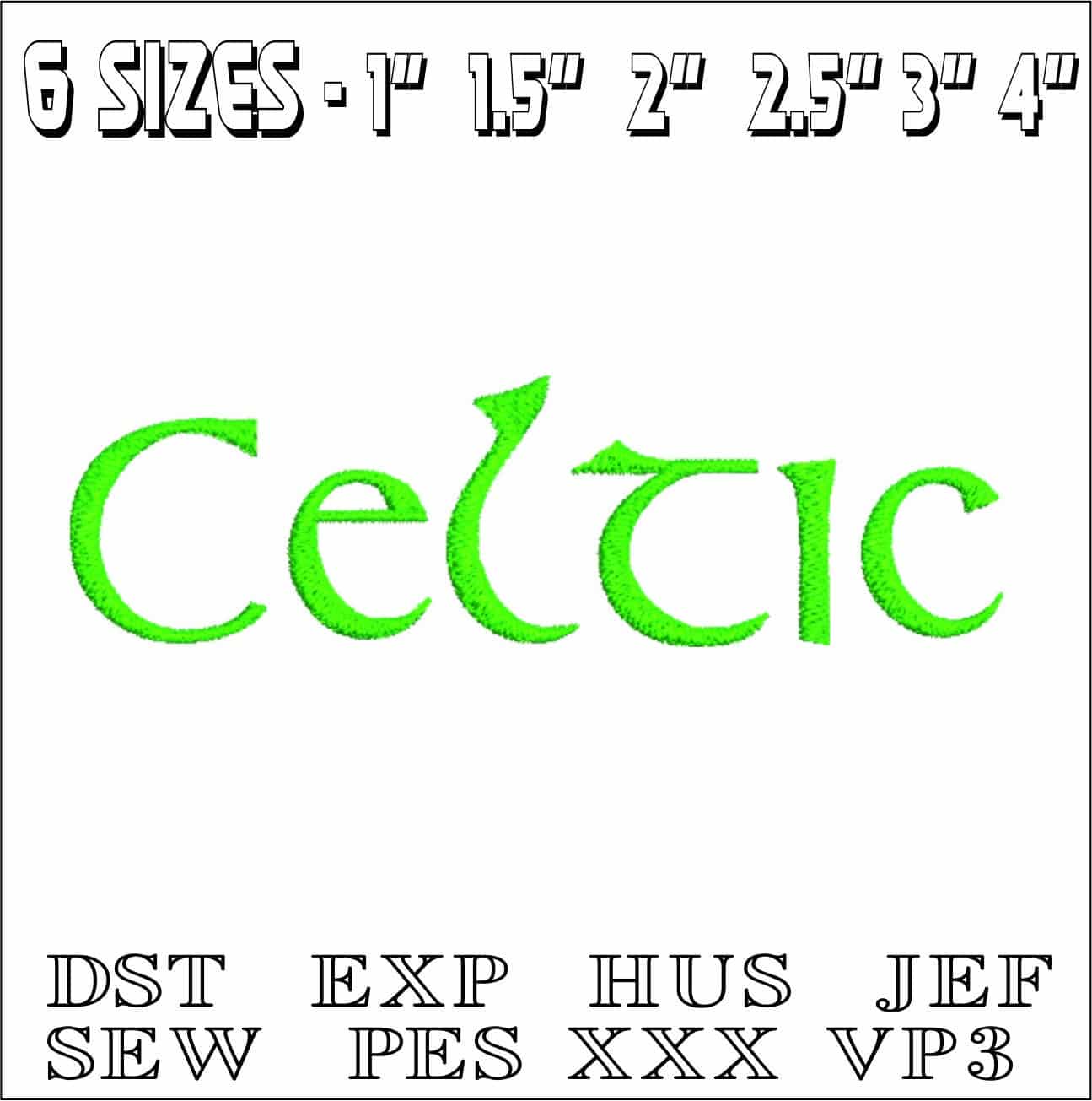 Celtic Font Embroidery Font Set - 1" 1.5" 2" 2.5" 3" and 4" - Machine Embroidery Alphabet Font - instant download — view 2