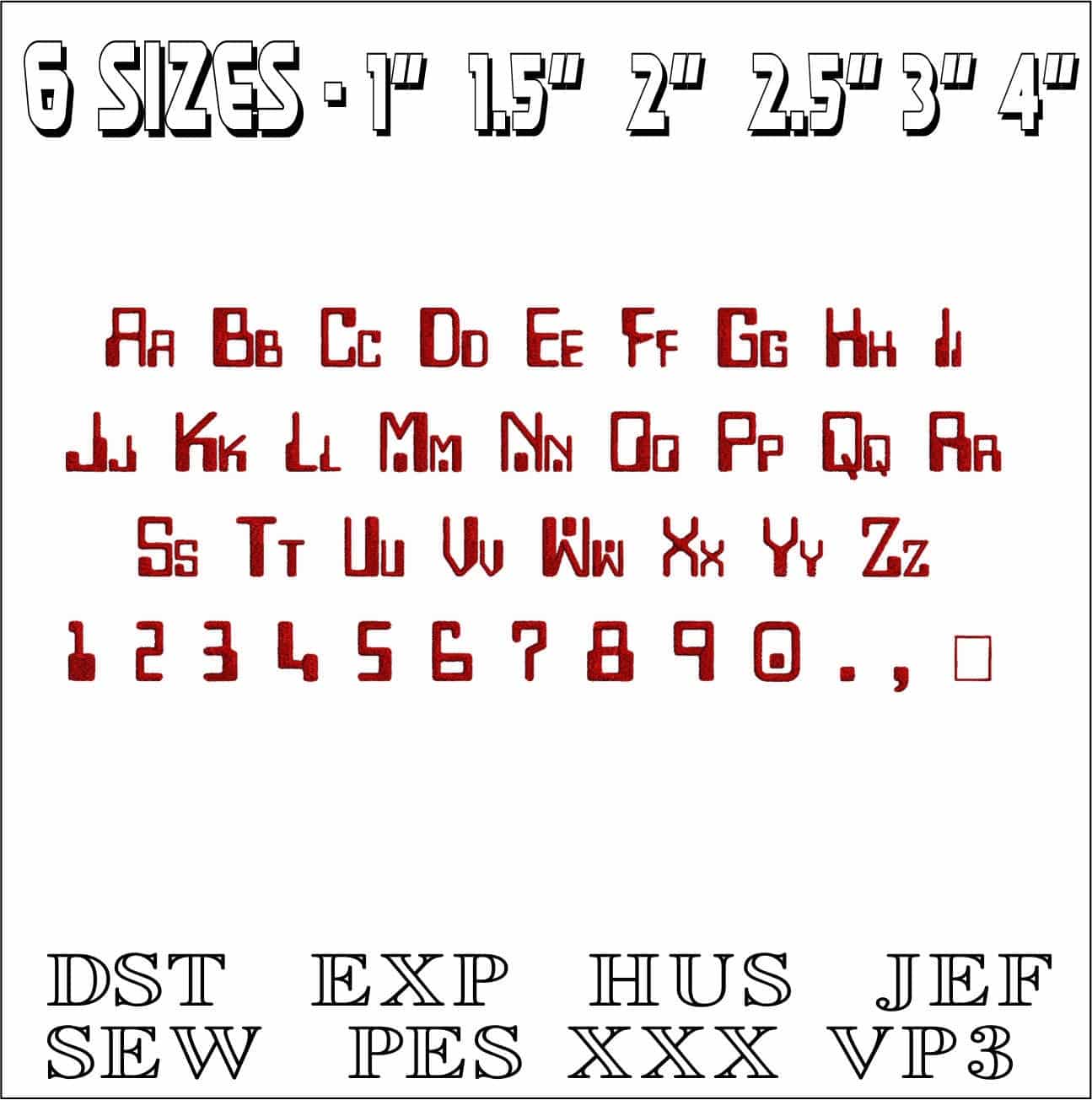 Check Book Font Embroidery Font Set - 1" 1.5" 2" 2.5" 3" and 4" - Machine Embroidery Alphabet Font - instant download — view 3