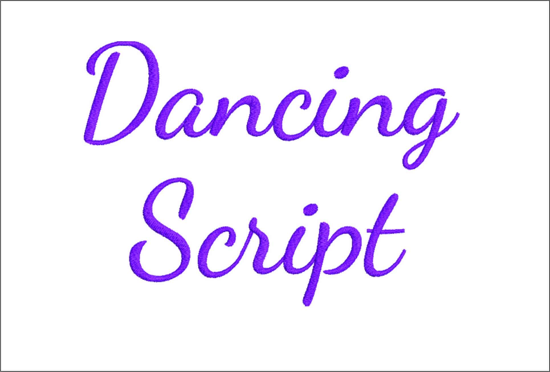 Dancing Script Font Embroidery Font Set - 1" 1.5" 2" 2.5" 3" and 4" - Machine Embroidery Alphabet Font - instant download