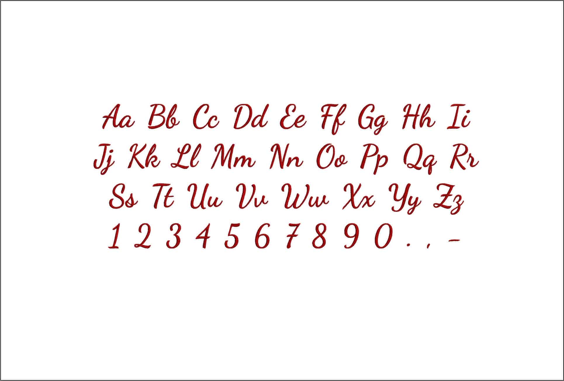 Dancing Script Font Embroidery Font Set - 1" 1.5" 2" 2.5" 3" and 4" - Machine Embroidery Alphabet Font - instant download — view 4