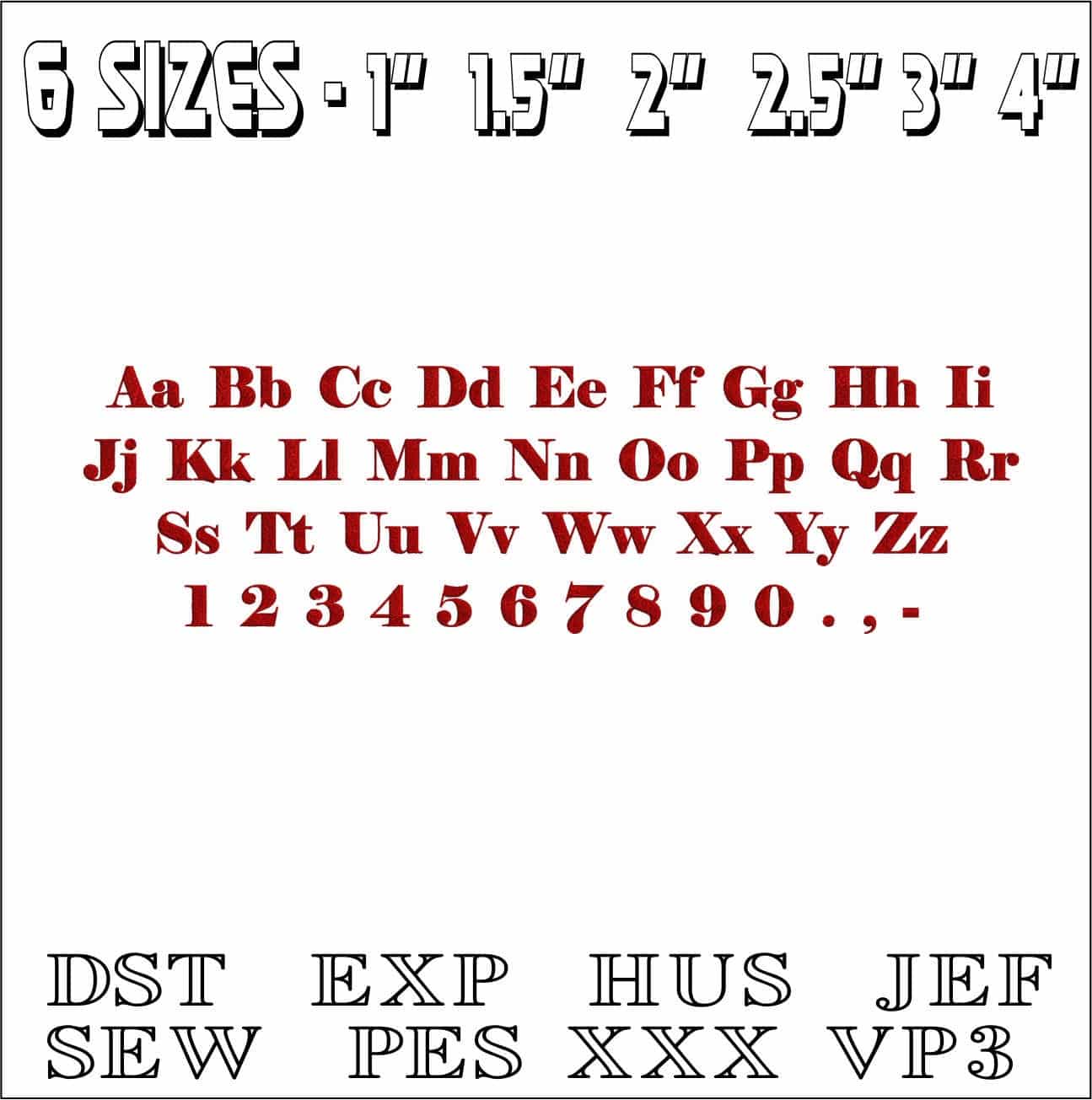 Elephant Font Embroidery Font Set - 1" 1.5" 2" 2.5" 3" and 4" - Machine Embroidery Alphabet Font - instant download — view 3