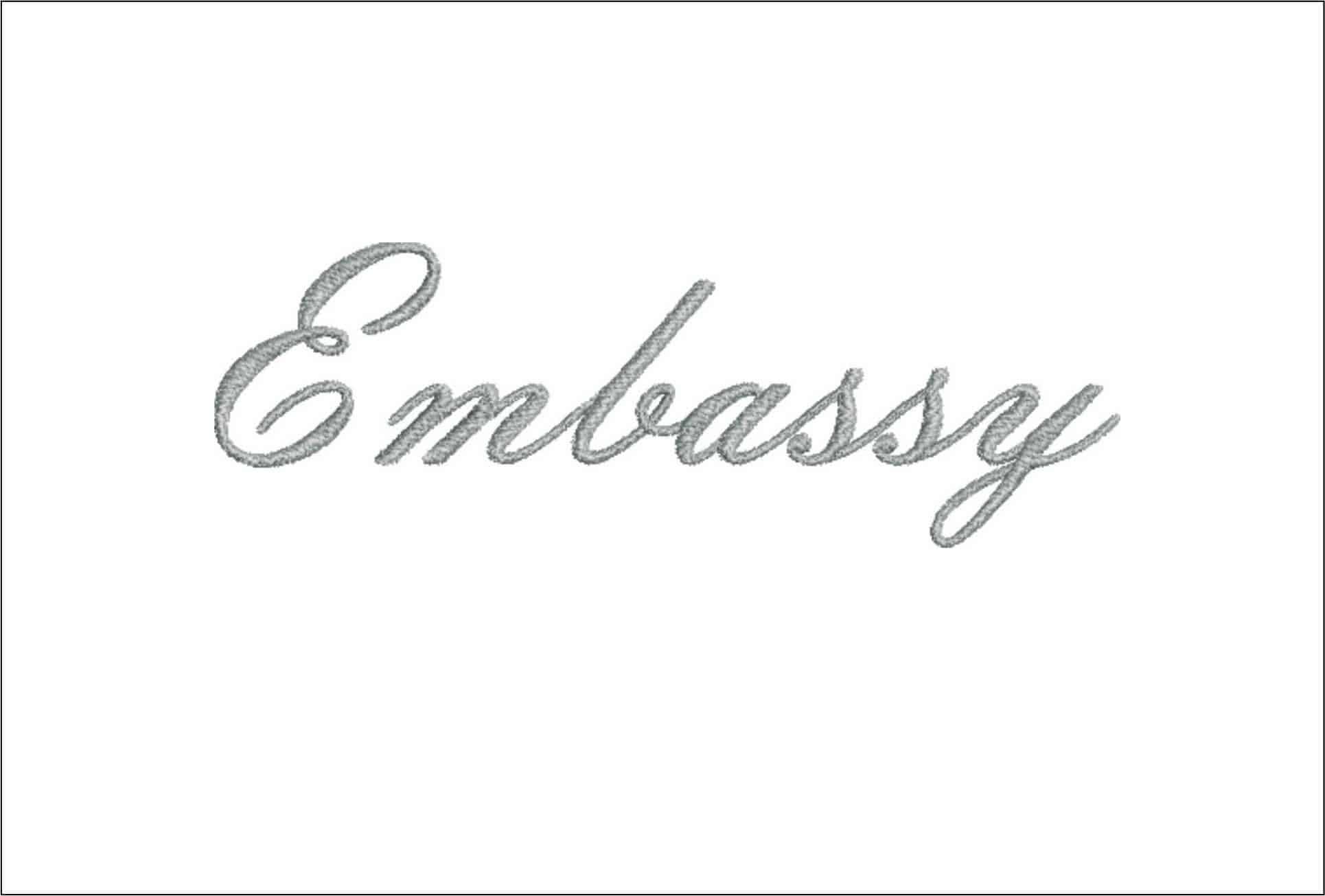 Embassy Font Embroidery Font Set - 1" 1.5" 2" 2.5" 3" and 4" - Machine Embroidery Alphabet Font - instant download