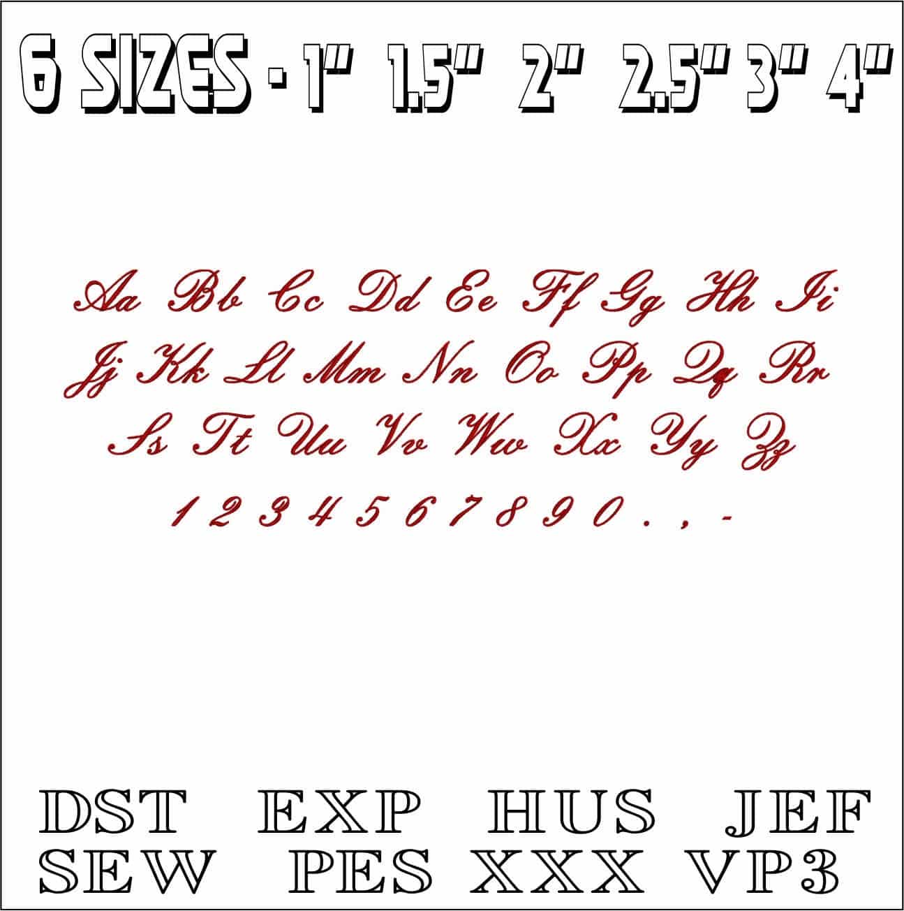Embassy Font Embroidery Font Set - 1" 1.5" 2" 2.5" 3" and 4" - Machine Embroidery Alphabet Font - instant download — view 3