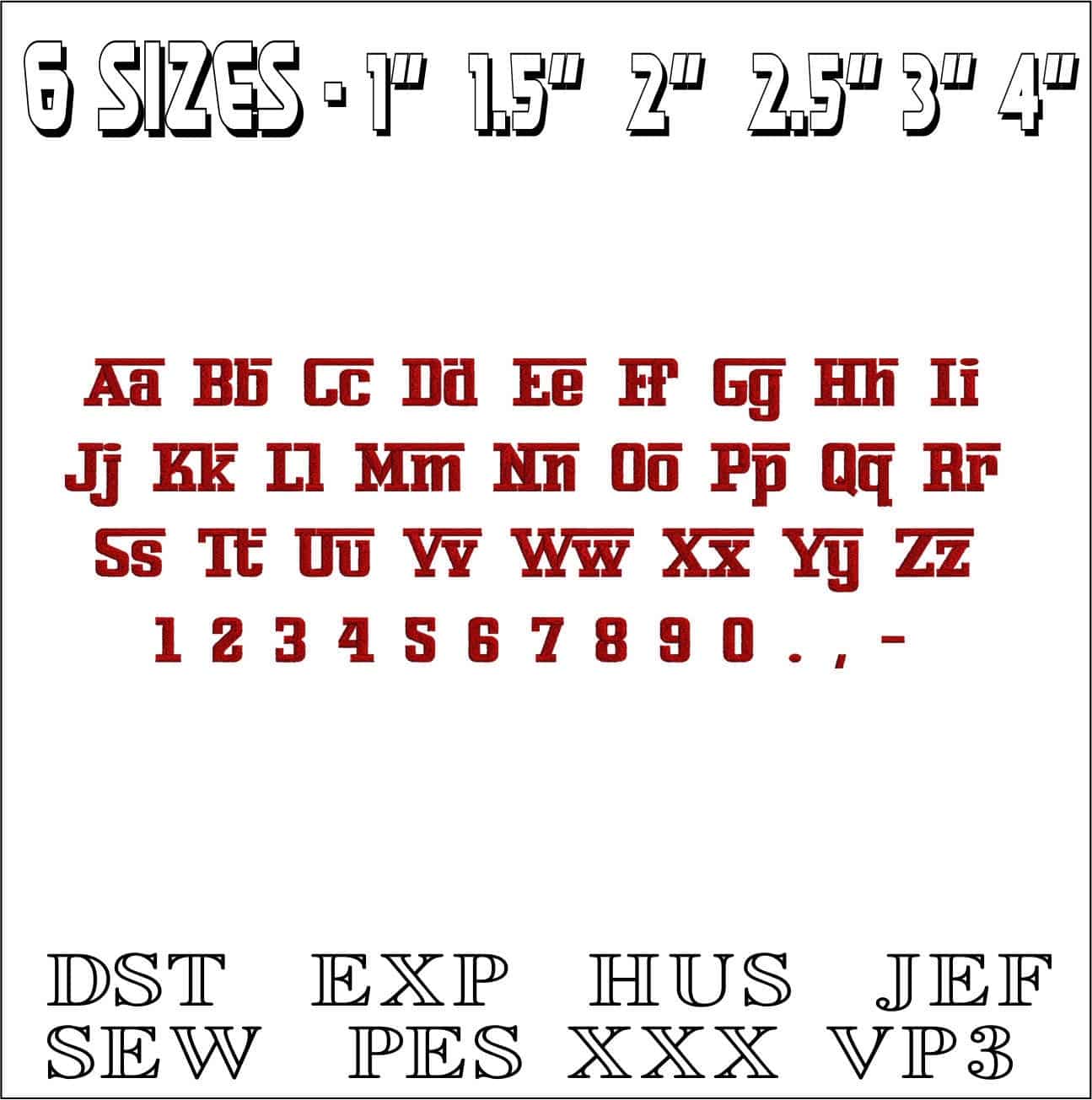 Fearrari Font Embroidery Font Set - 1" 1.5" 2" 2.5" 3" and 4" - Machine Embroidery Alphabet Font - instant download — view 3