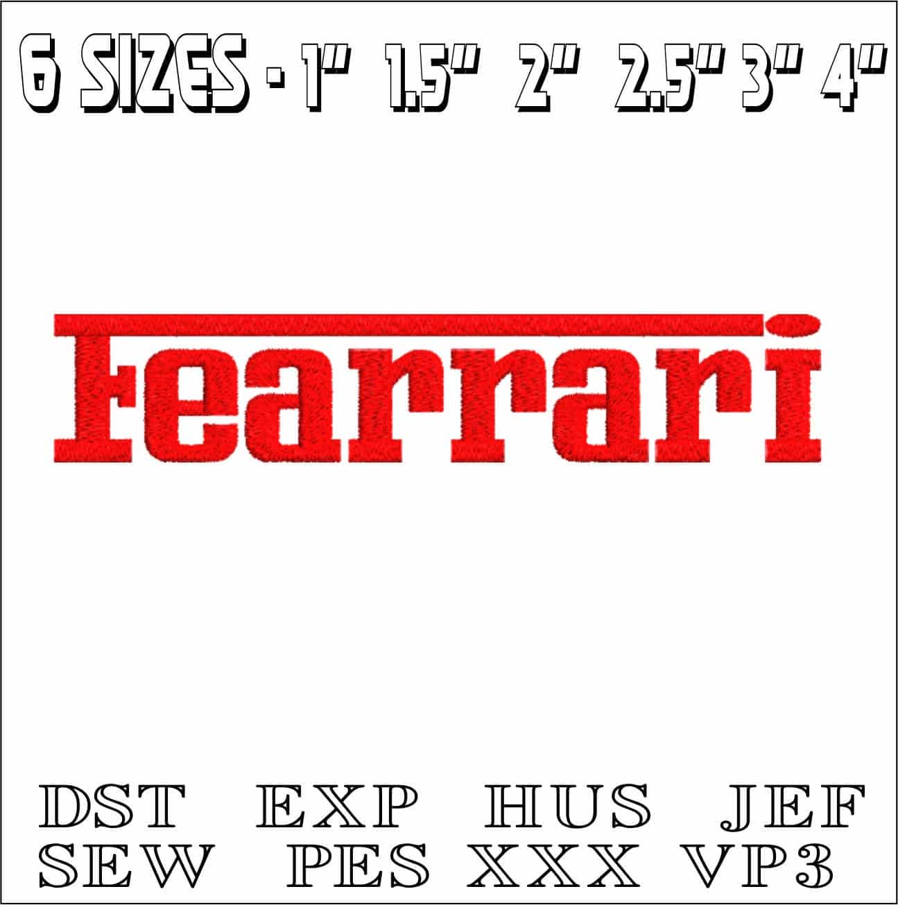 Fearrari Font Embroidery Font Set - 1" 1.5" 2" 2.5" 3" and 4" - Machine Embroidery Alphabet Font - instant download — view 2