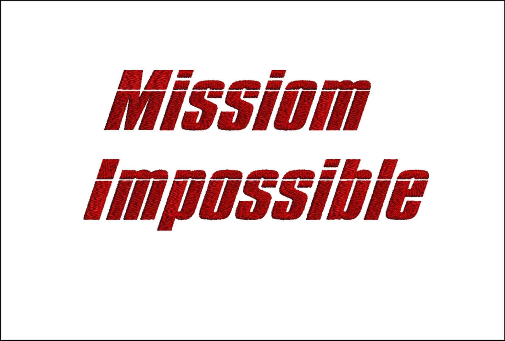 Missiom Impossible Font Embroidery Font Set - 1" 1.5" 2" 2.5" 3" and 4" - Machine Embroidery Alphabet Font - instant download