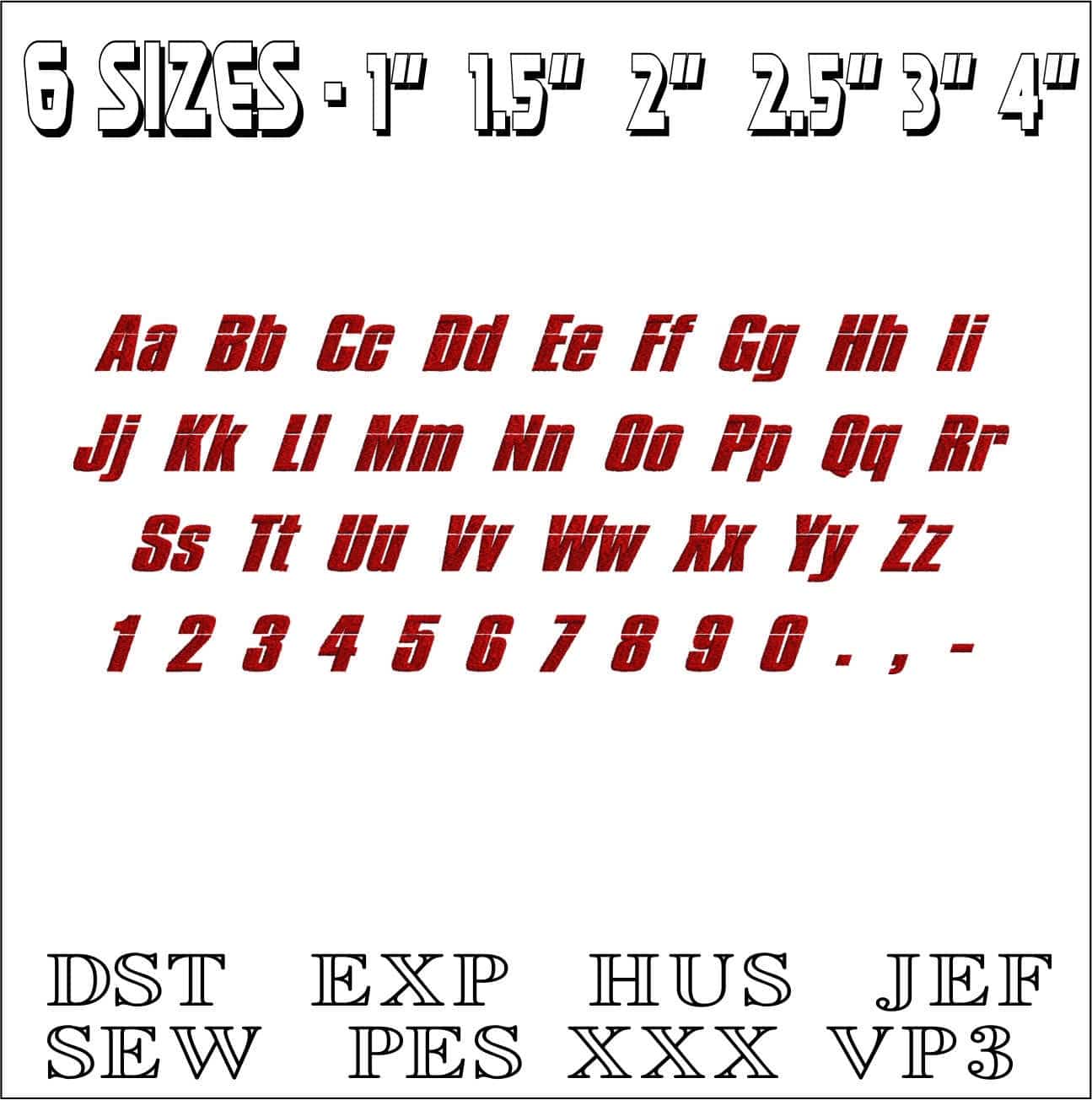 Missiom Impossible Font Embroidery Font Set - 1" 1.5" 2" 2.5" 3" and 4" - Machine Embroidery Alphabet Font - instant download — view 3