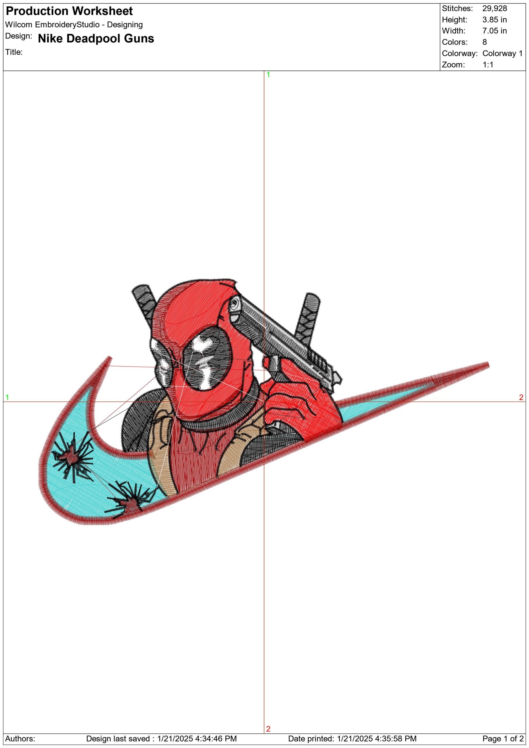 Nike Swoosh Deadpool Cartoon - Marvel Comics - Nike embroidery design file - instant download — view 3