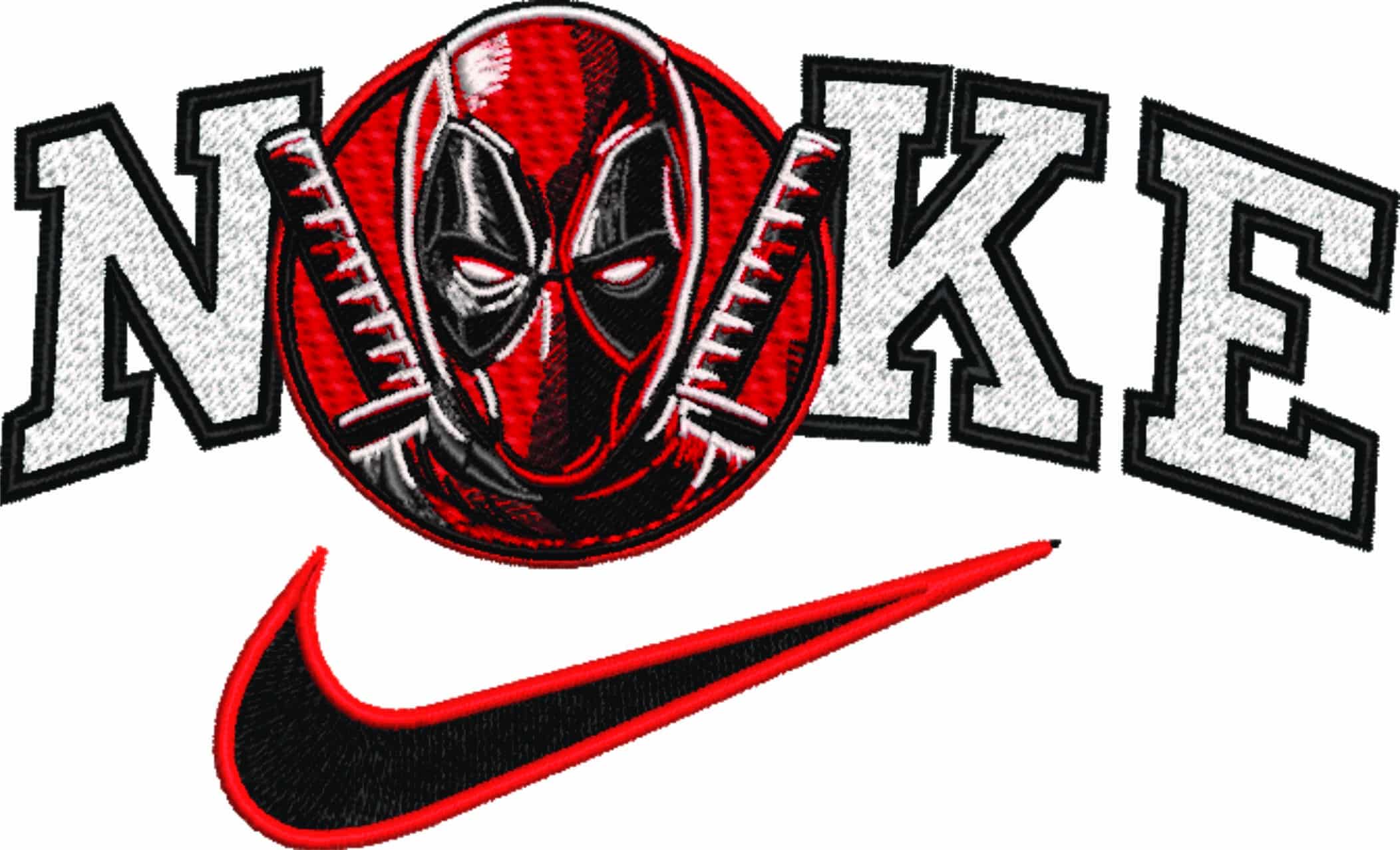 Nike Swoosh Deadpool Head Cartoon - Marvel Comics - Nike embroidery design file - instant download — view 5