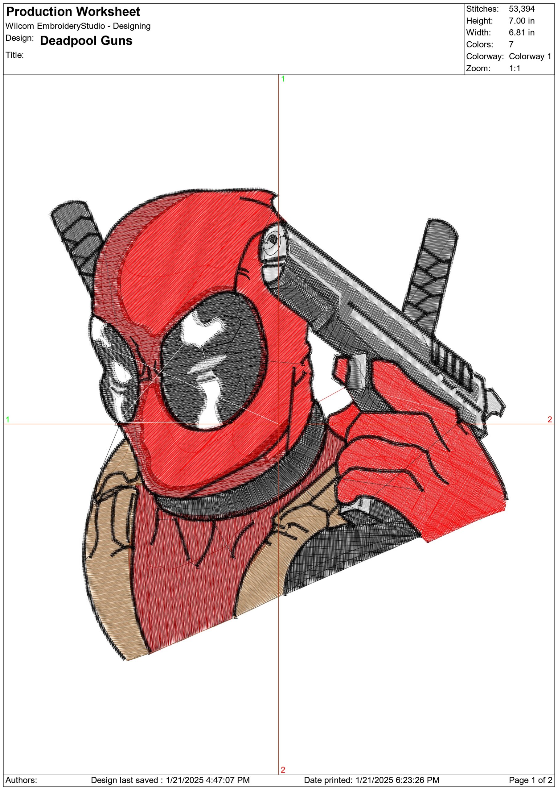 Deadpool Cartoon - Marvel Comics - Nike embroidery design file - instant download — view 3