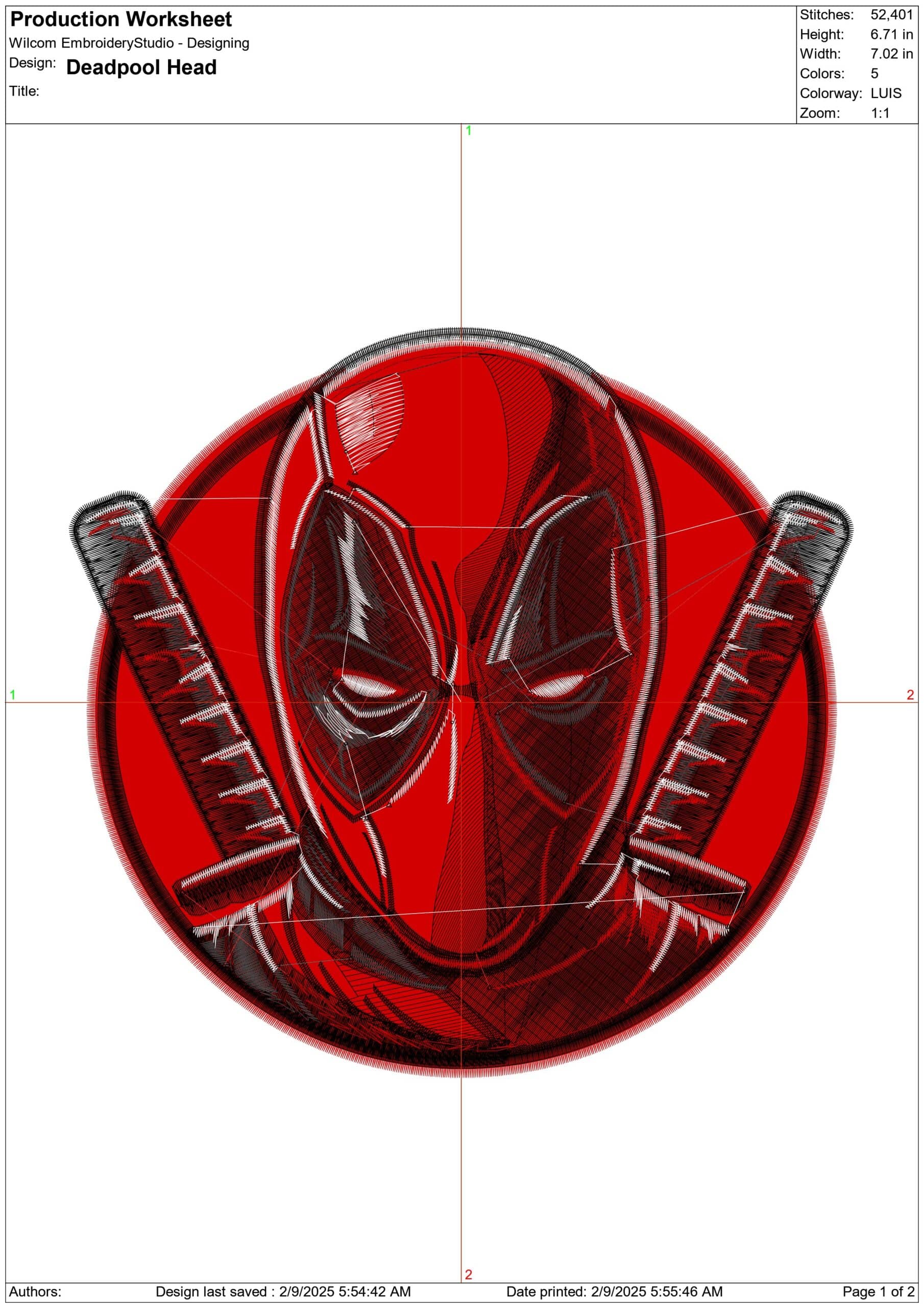 Deadpool Head Cartoon - Marvel Comics - Nike embroidery design file - instant download — view 3