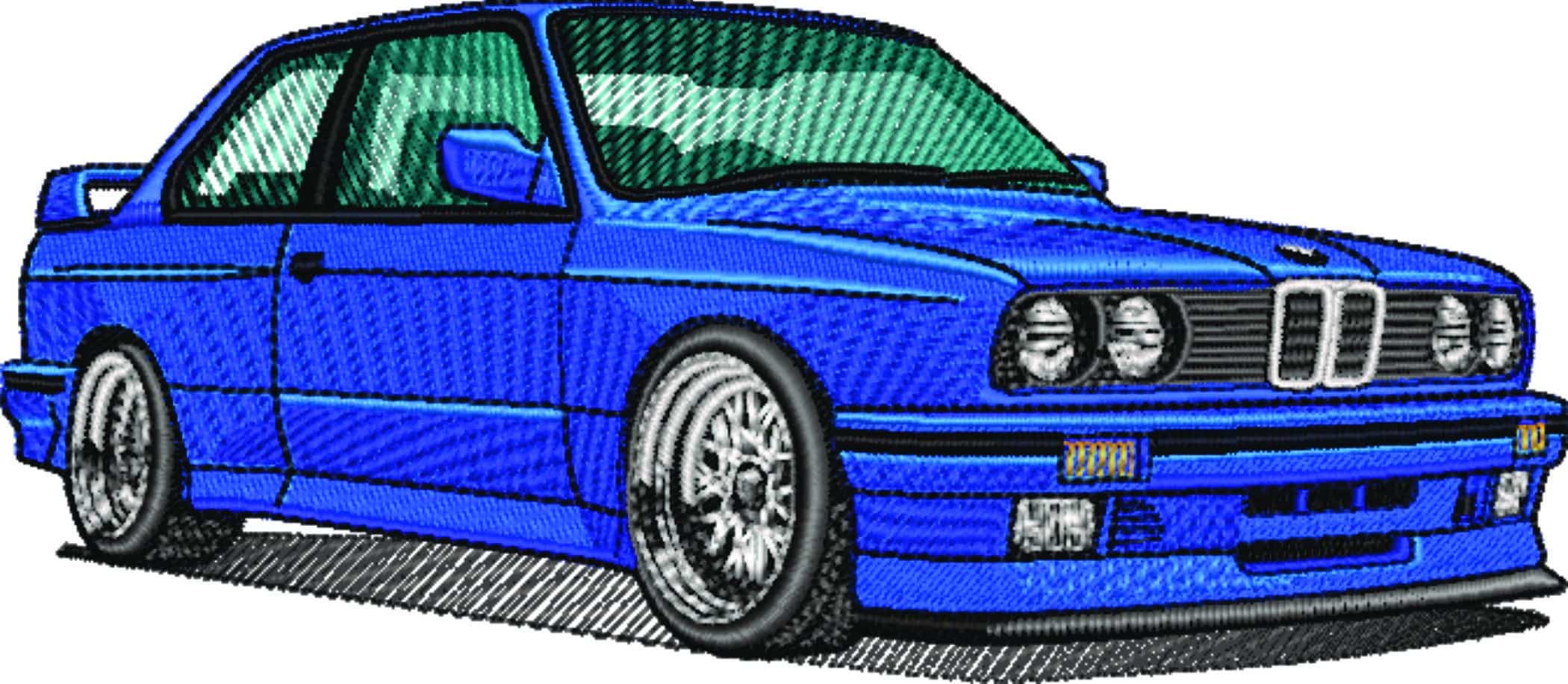BMW M3 E30 Blue - Nike Car embroidery design file - instant download — view 5