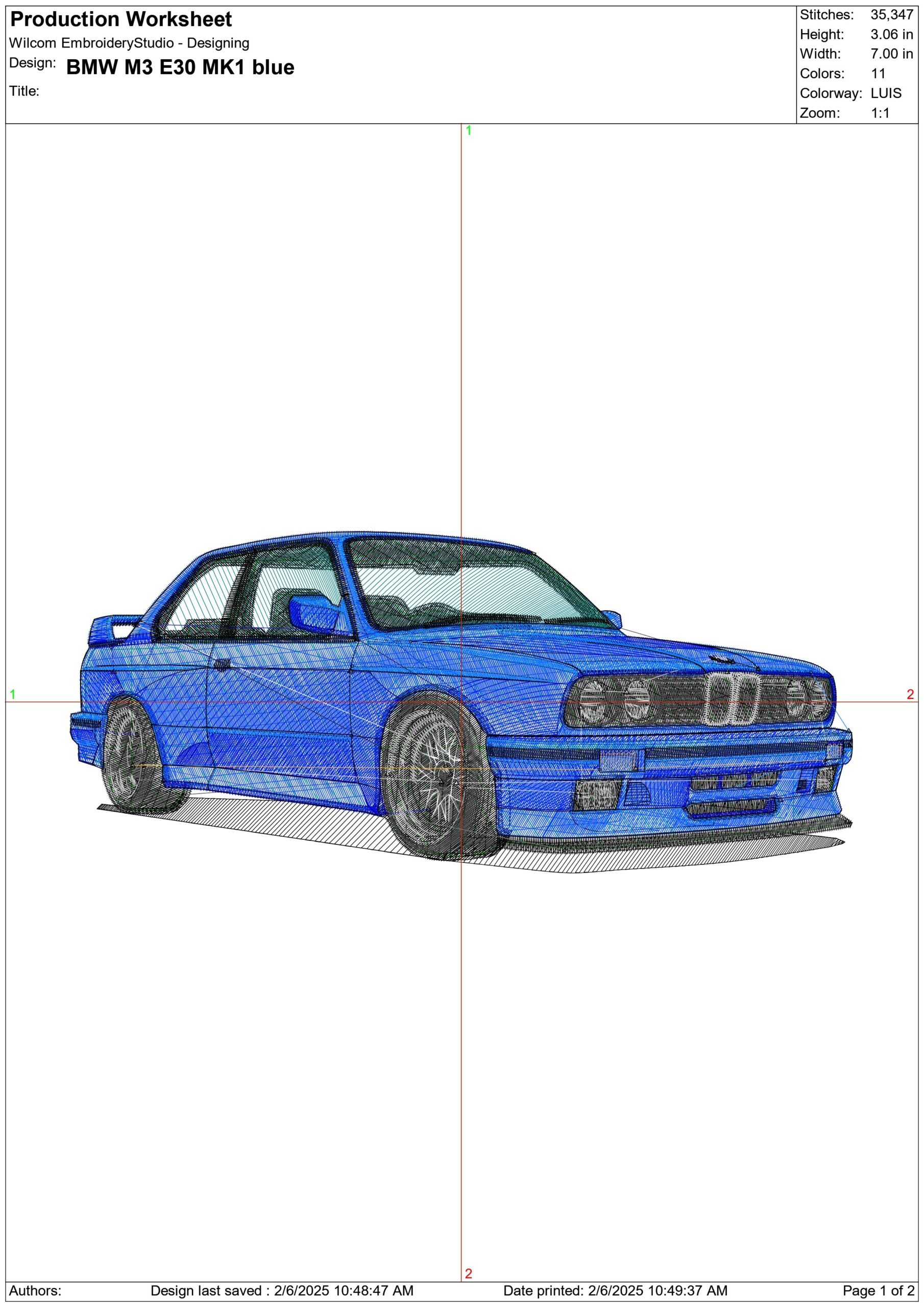BMW M3 E30 Blue - Nike Car embroidery design file - instant download — view 3
