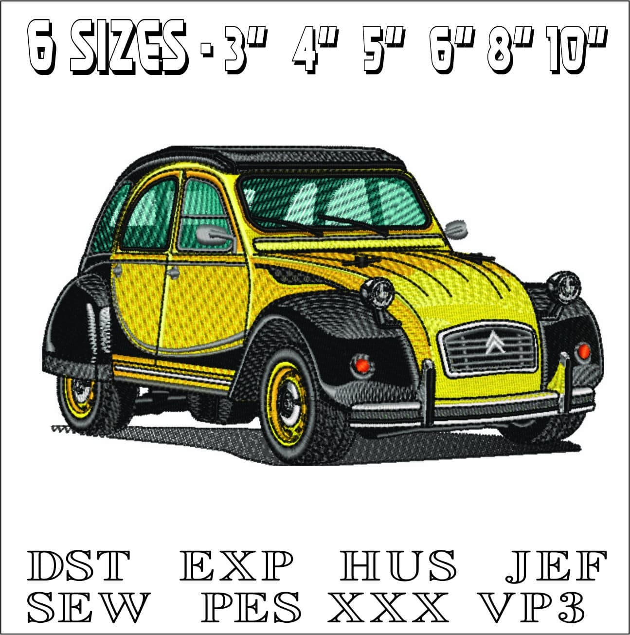 Citroen 2 CV - Nike Car embroidery design file - instant download — view 2