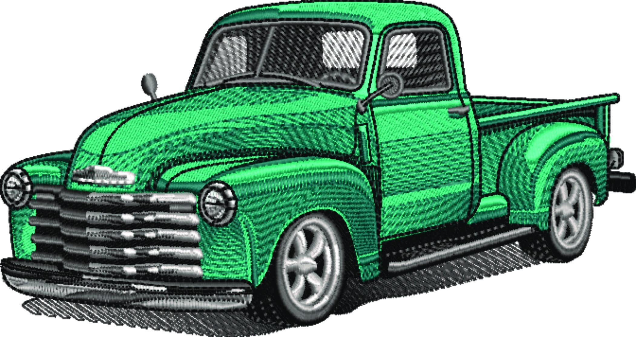 Green Chevy 1950's Truck - Nike Car embroidery design file - instant download — view 5