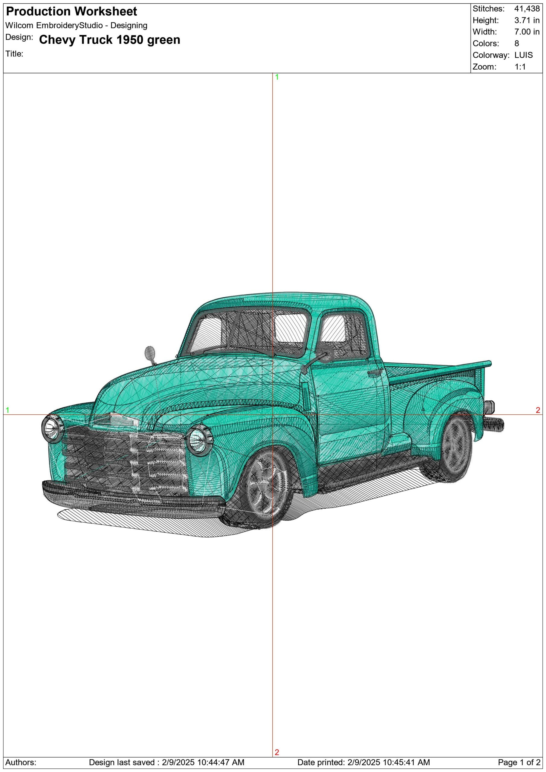 Green Chevy 1950's Truck - Nike Car embroidery design file - instant download — view 3