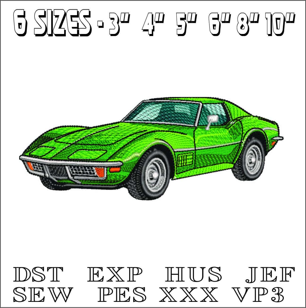 Corvette Stingray 1972 - Corvette Swoosh - Nike Car embroidery design - instant download — view 2