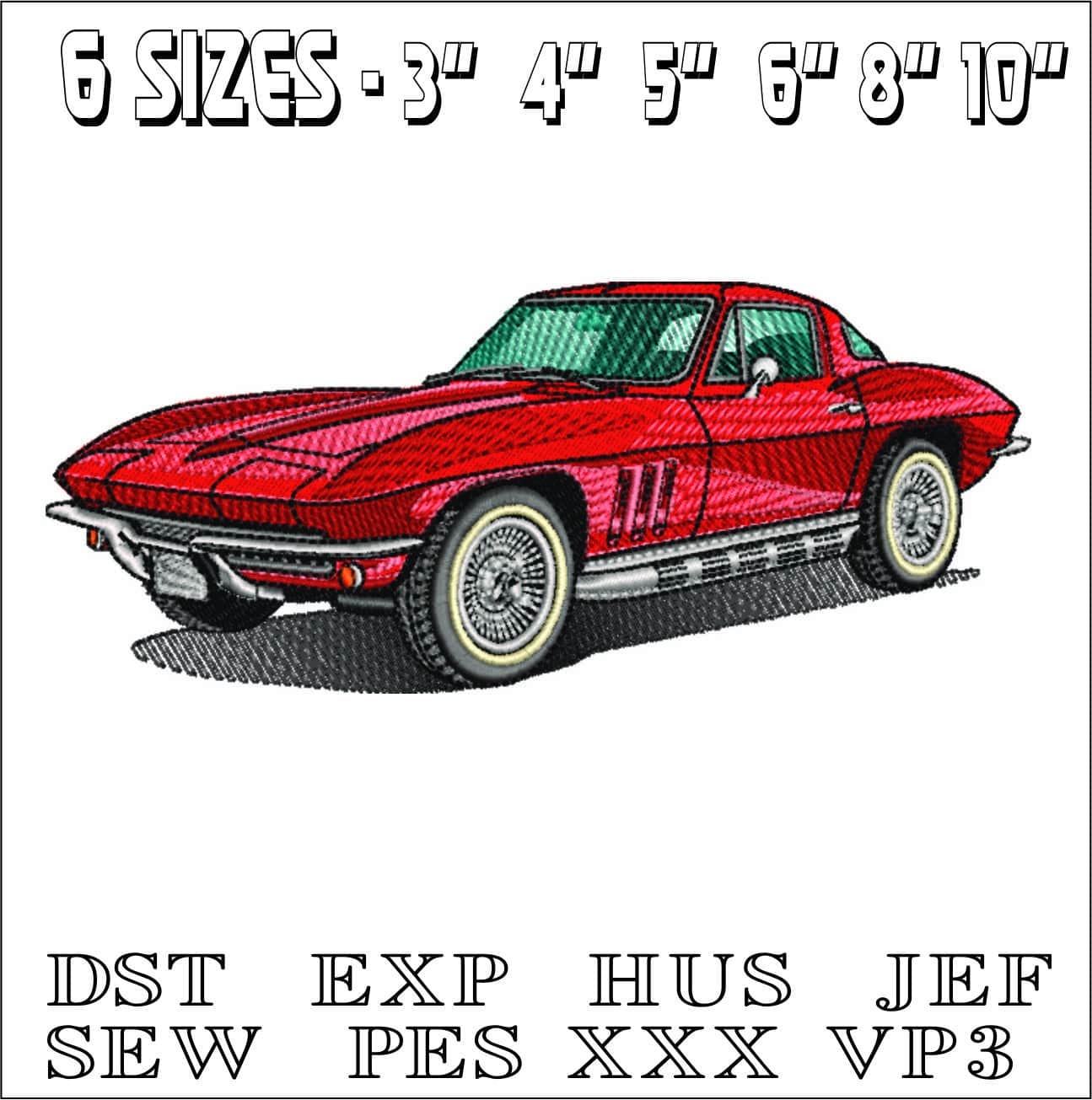 Corvette Stingray 1964 - Corvette Swoosh - Nike Car embroidery design - instant download — view 2