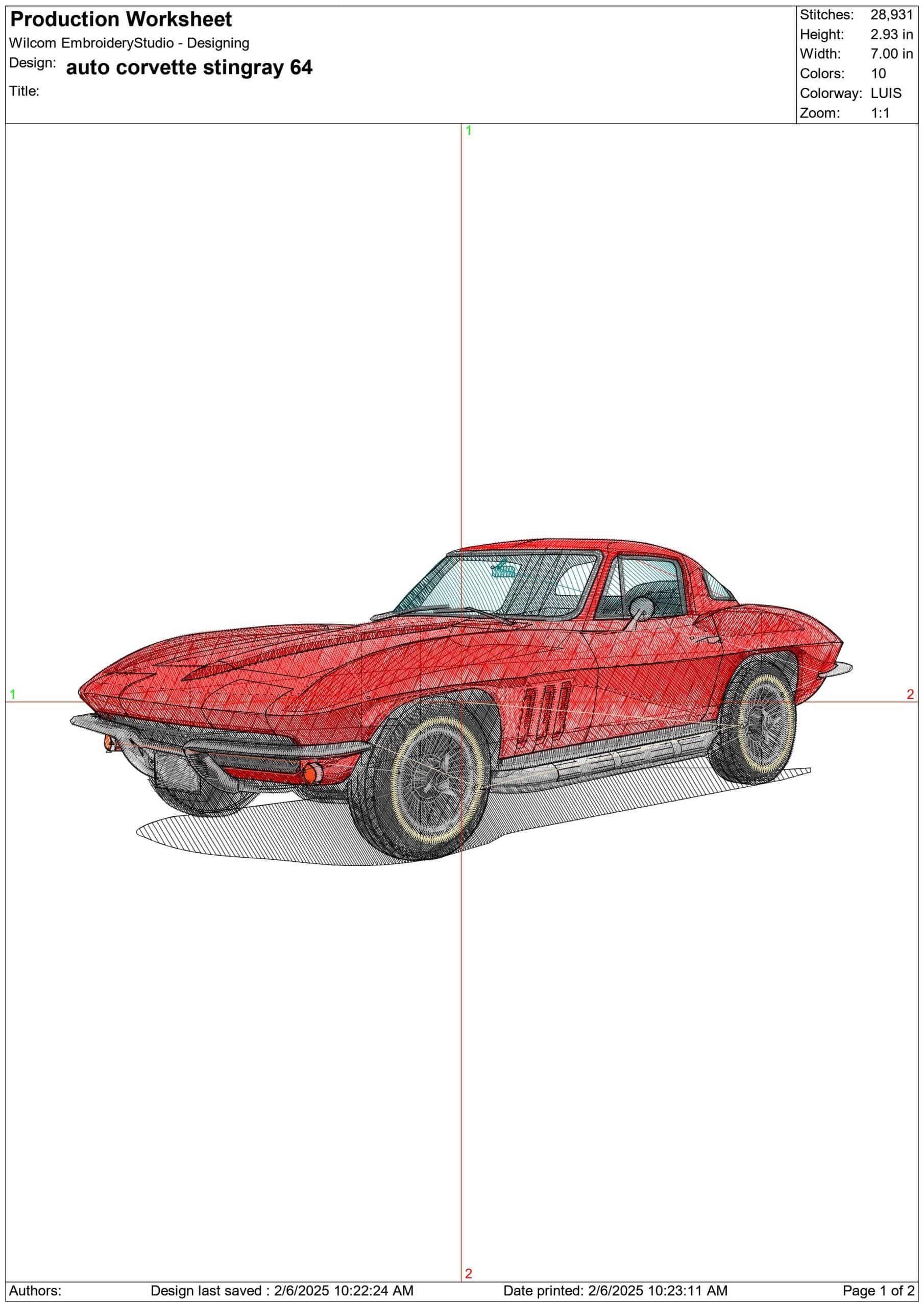 Corvette Stingray 1964 - Corvette Swoosh - Nike Car embroidery design - instant download — view 3