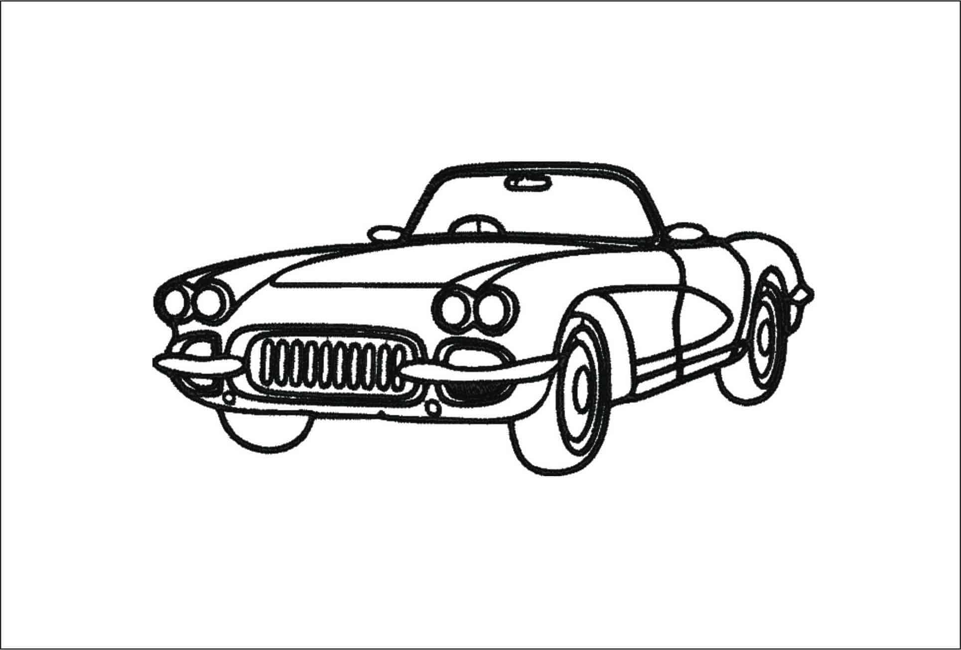 Corvette C2 Outline drawing - Corvette Swoosh - Nike Car embroidery design - instant download